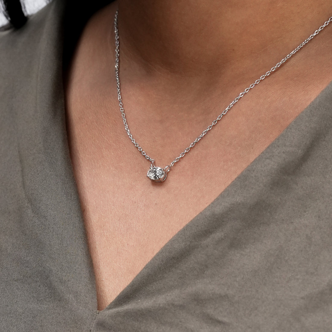 East-West Oval Diamond Pendant