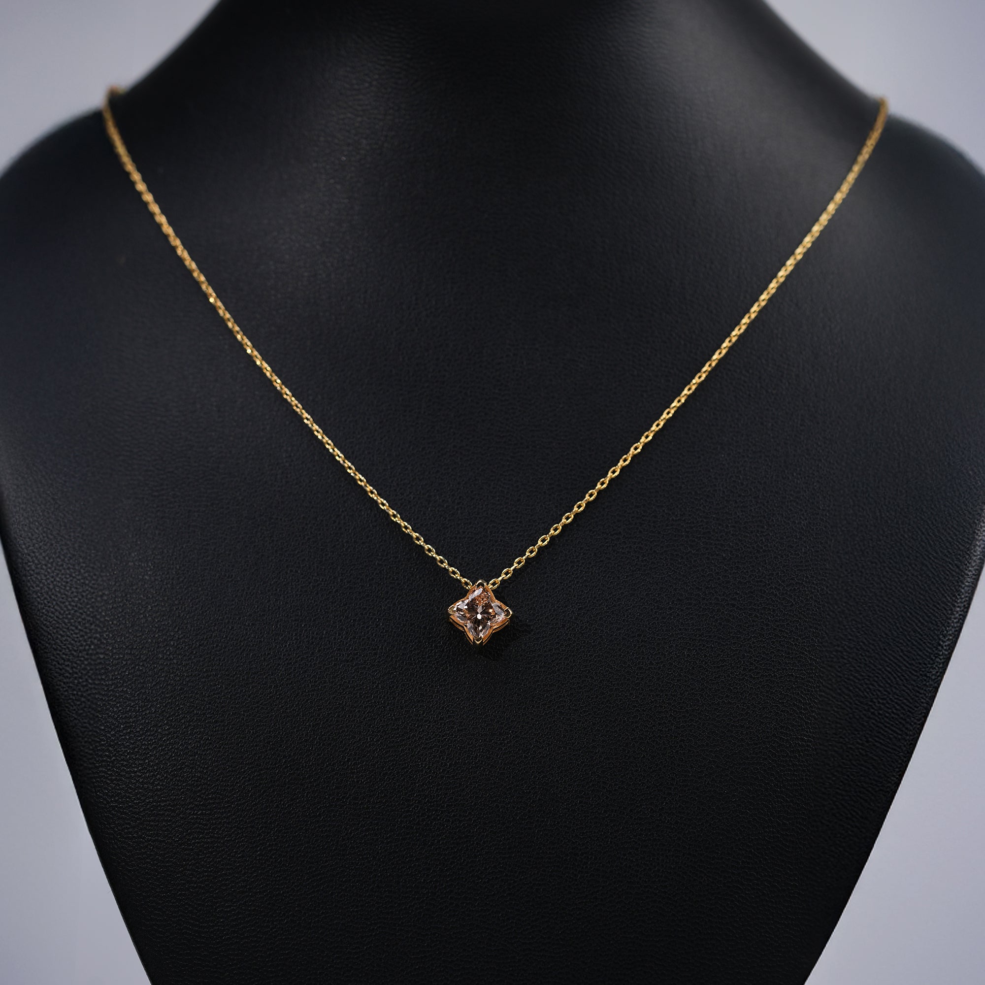 Fancy Pink Princess Cut Diamond Pendant