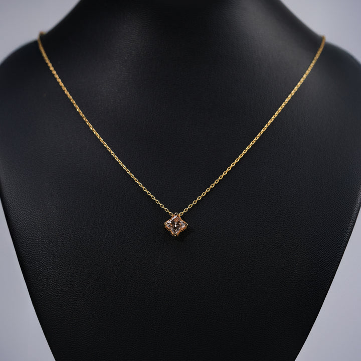 Fancy Pink Princess Cut Diamond Pendant
