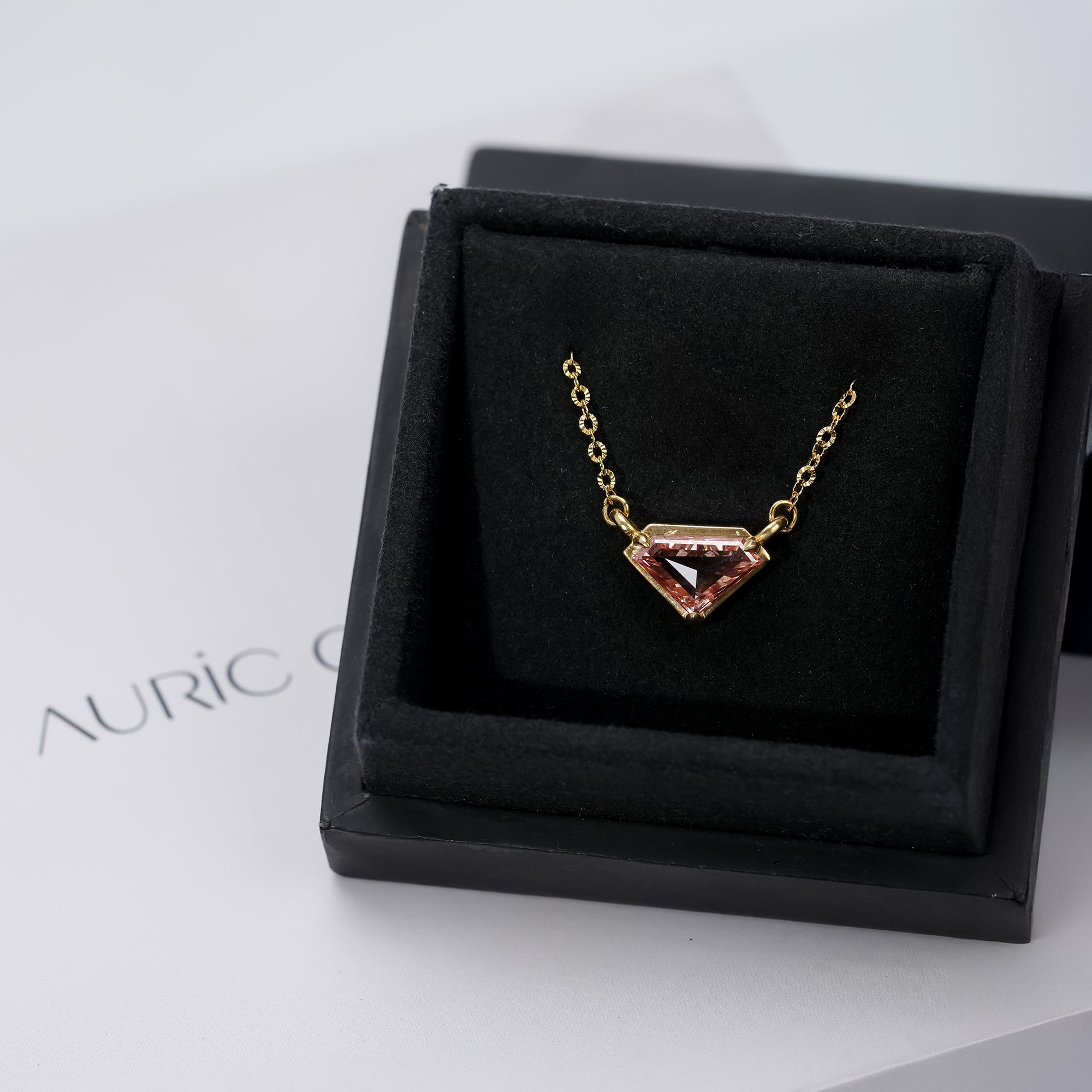 2.5 Ct Prada Pink Shield Diamond Necklace