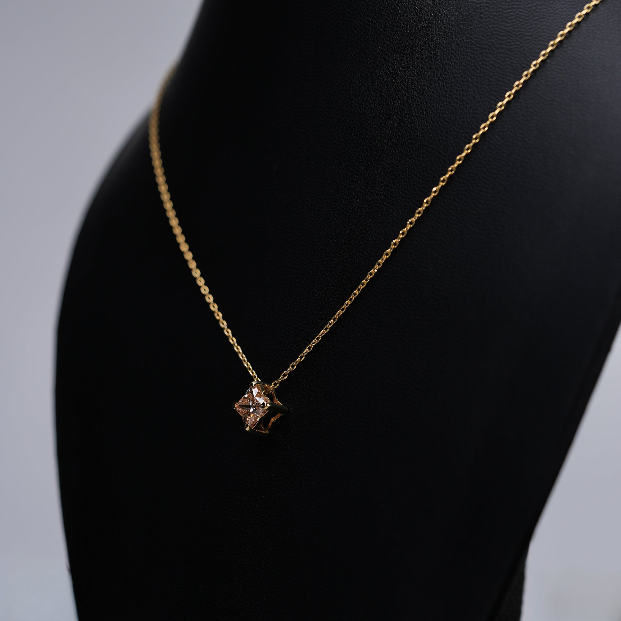 Fancy Pink Princess Cut Diamond Pendant