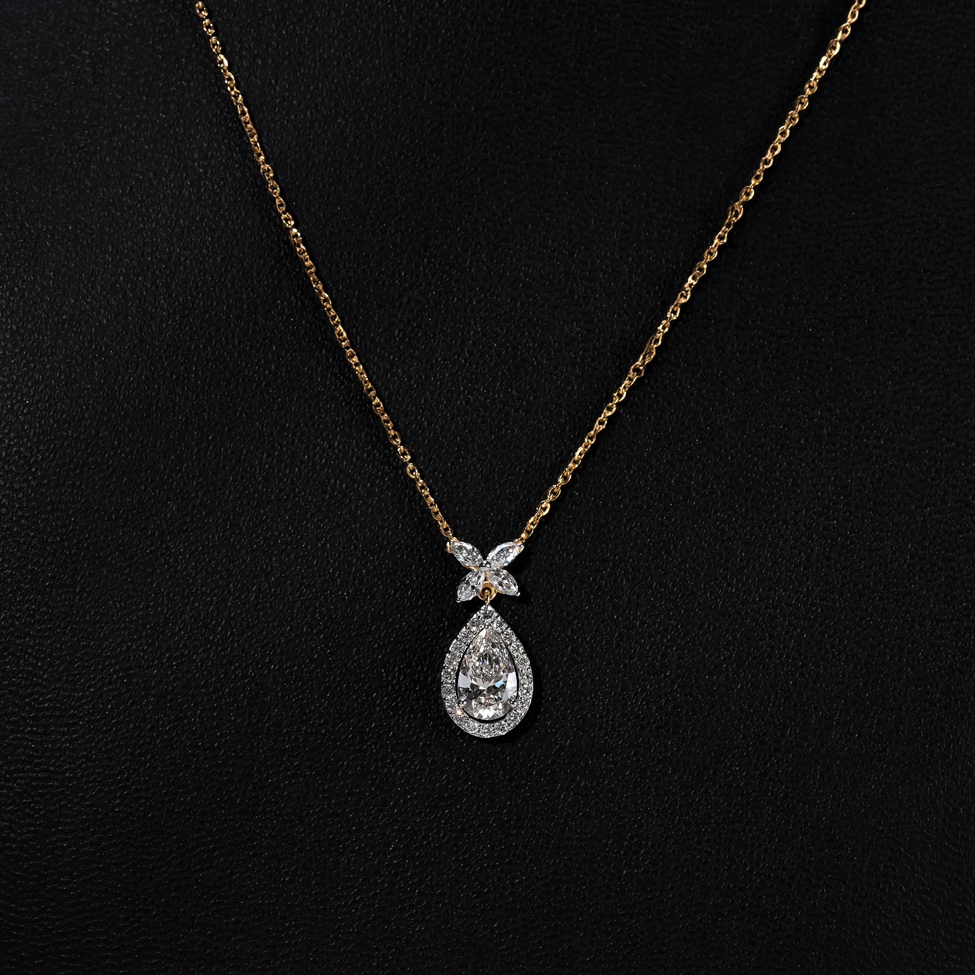 Pear Halo Diamond Pendant