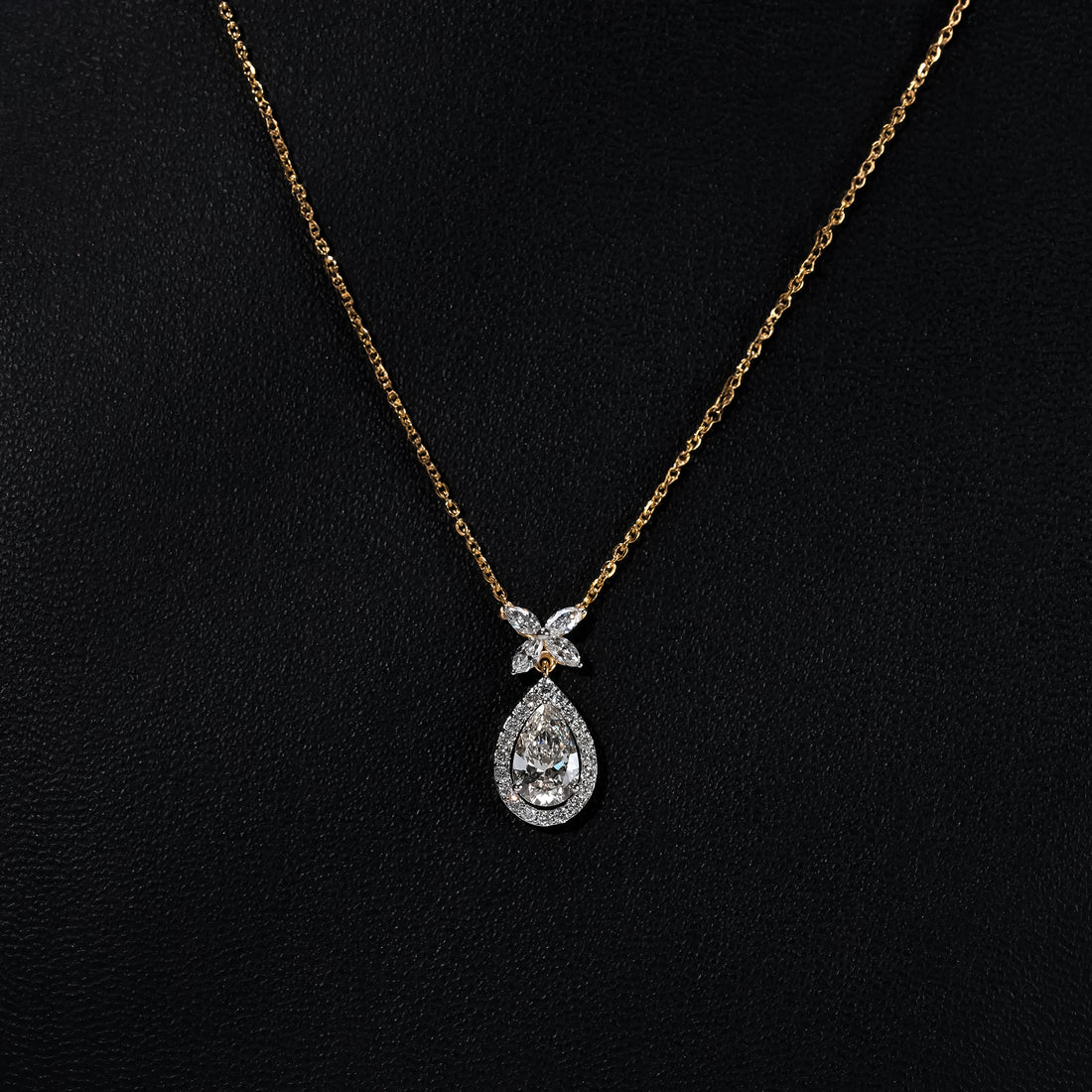Pear Halo Diamond Pendant