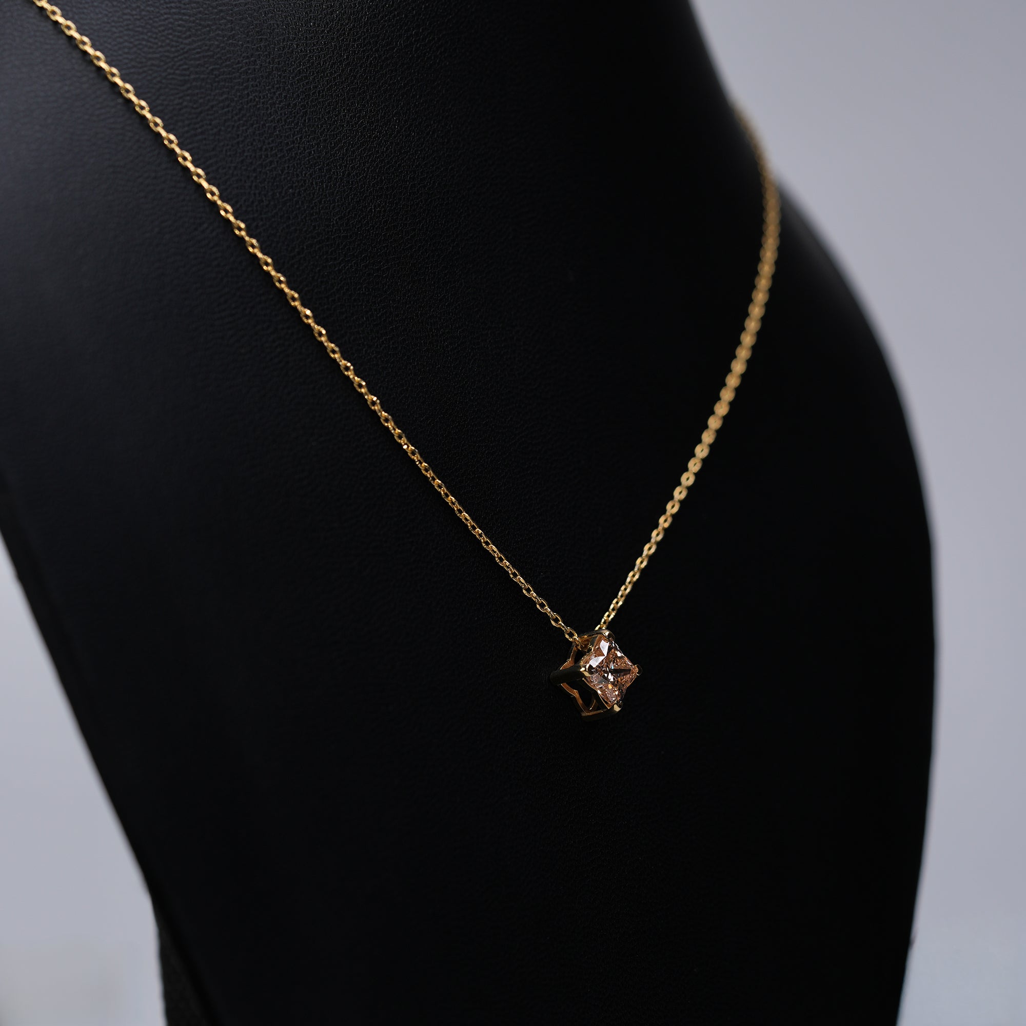 Fancy Pink Princess Cut Diamond Pendant