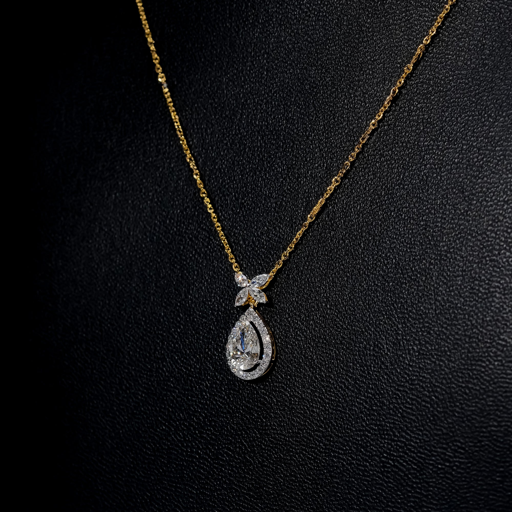 Pear Halo Diamond Pendant