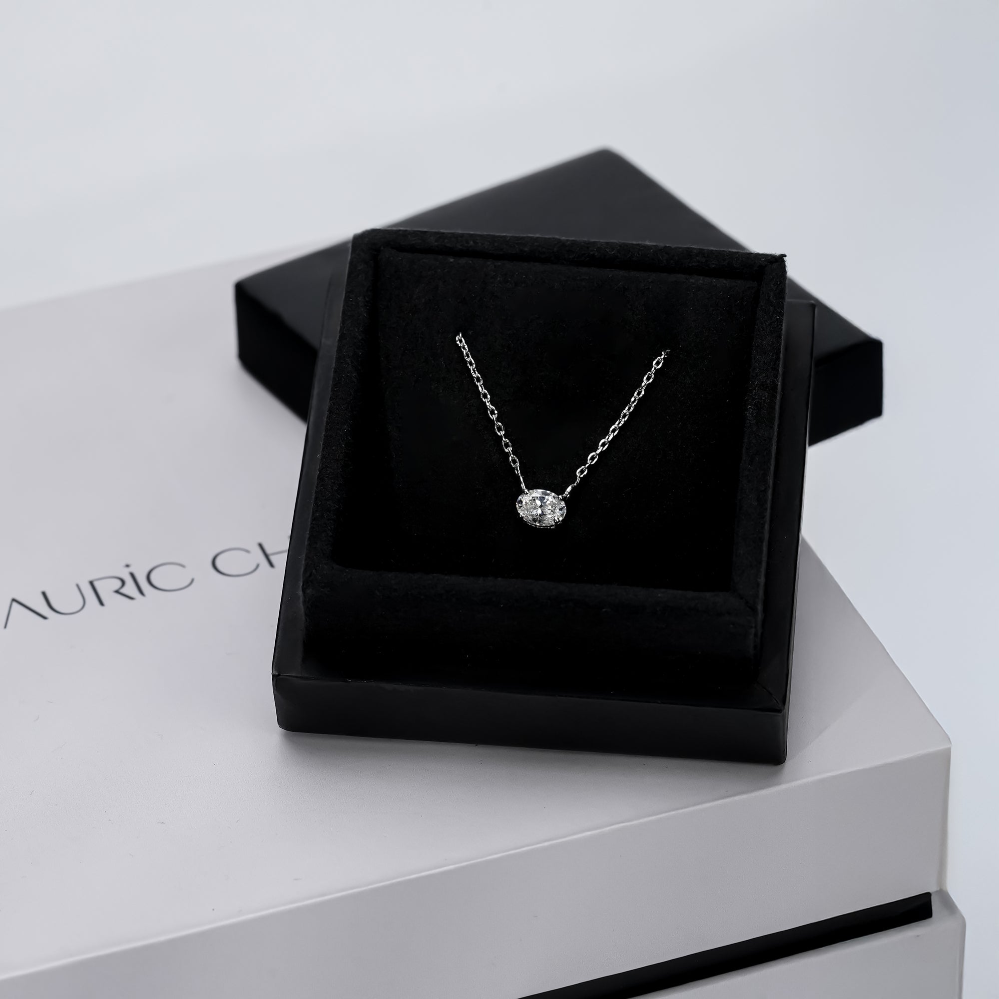 East-West Oval Diamond Pendant