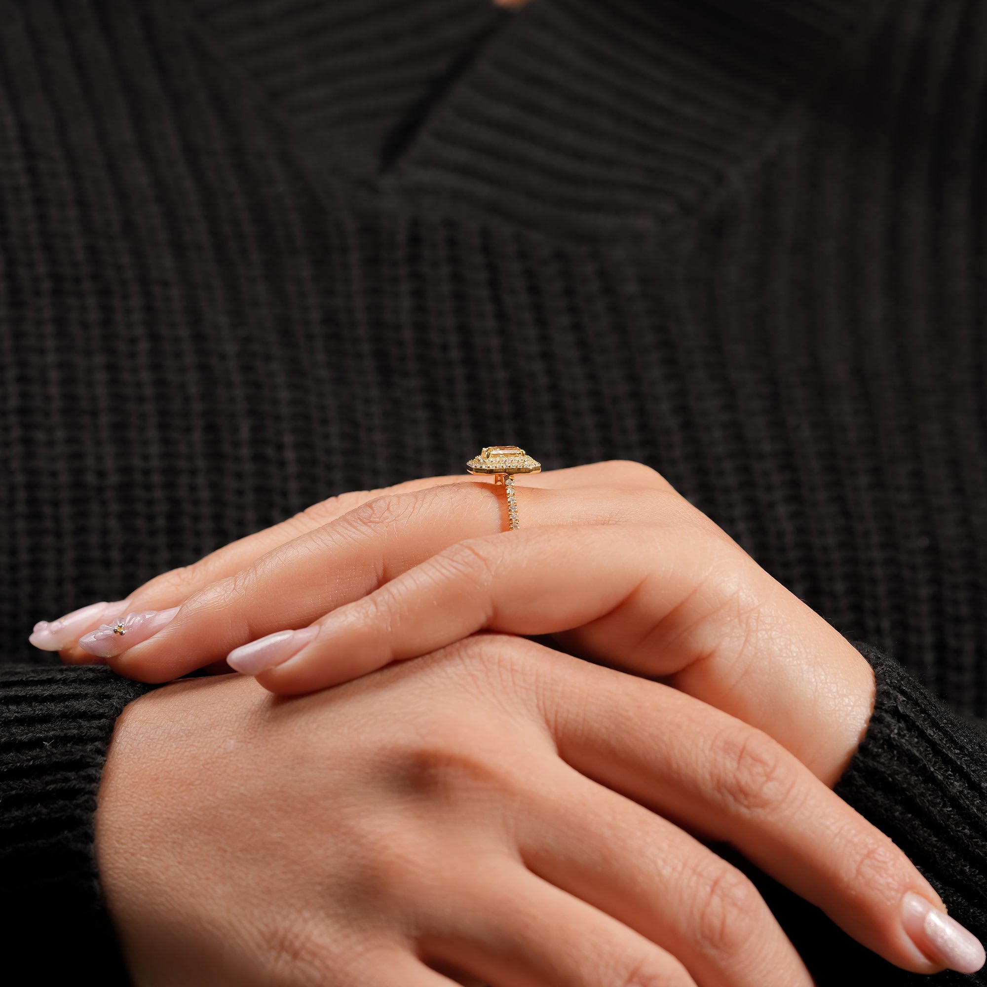 Fancy Yellow Radiant Double Halo Ring