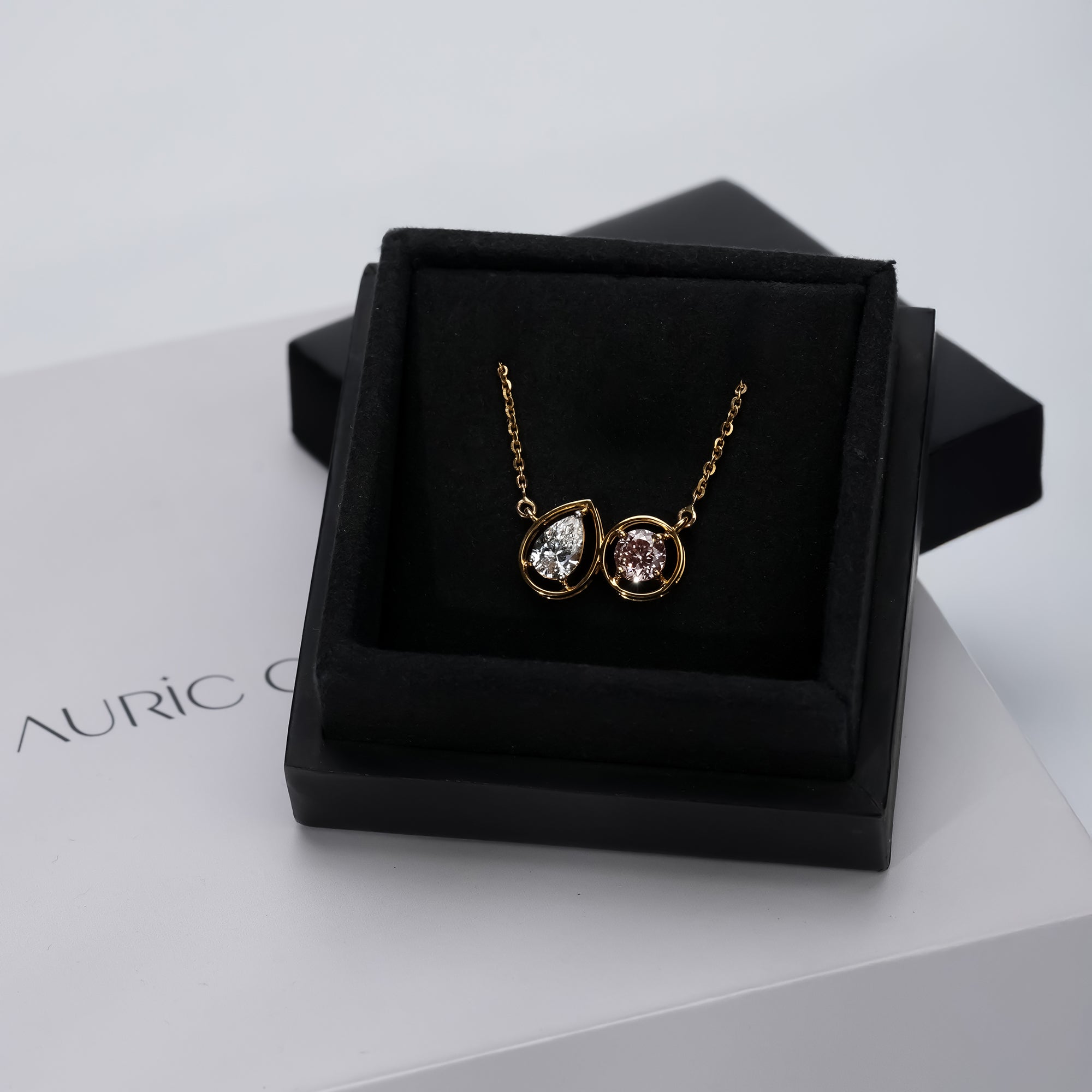 1.00 Ct Toi et Moi Fancy Pink Necklace