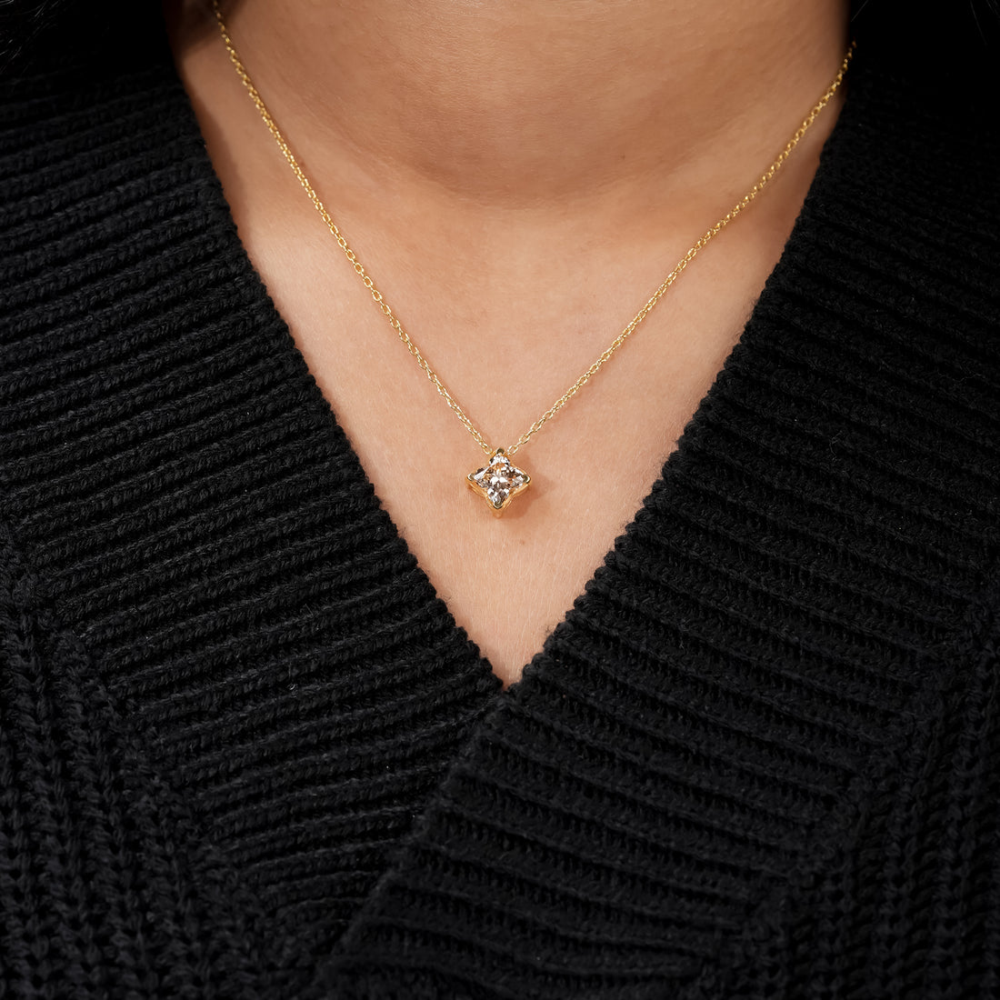 Fancy Pink Princess Cut Diamond Pendant
