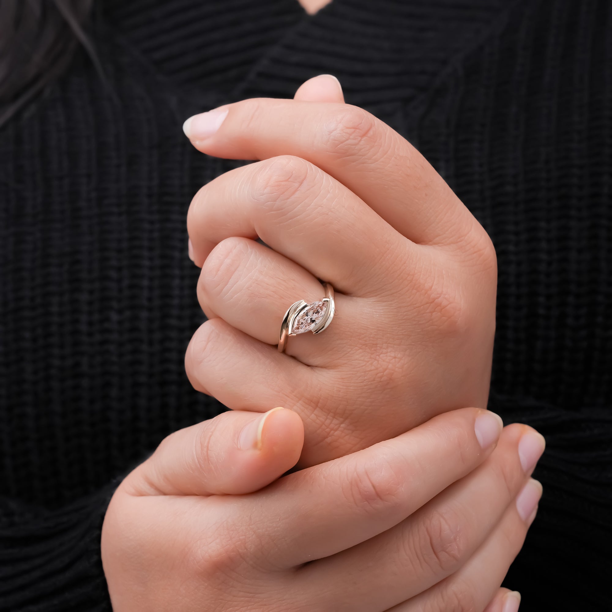 Fancy Pink Marquise Bypass Ring
