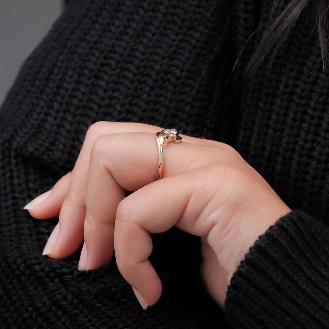 Fancy Pink Marquise Bypass Ring