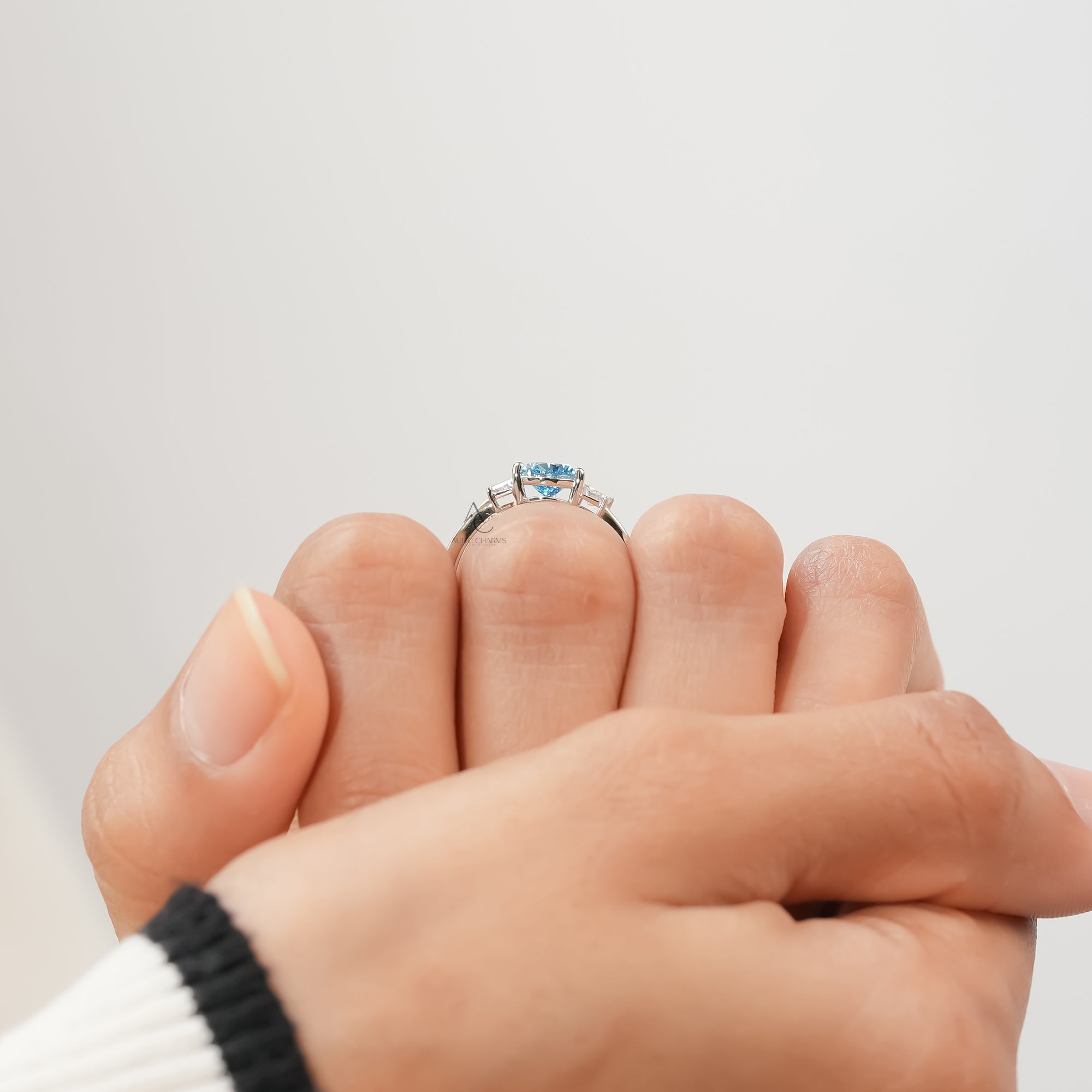 Azure Fire Fancy Blue Pear Diamond Ring