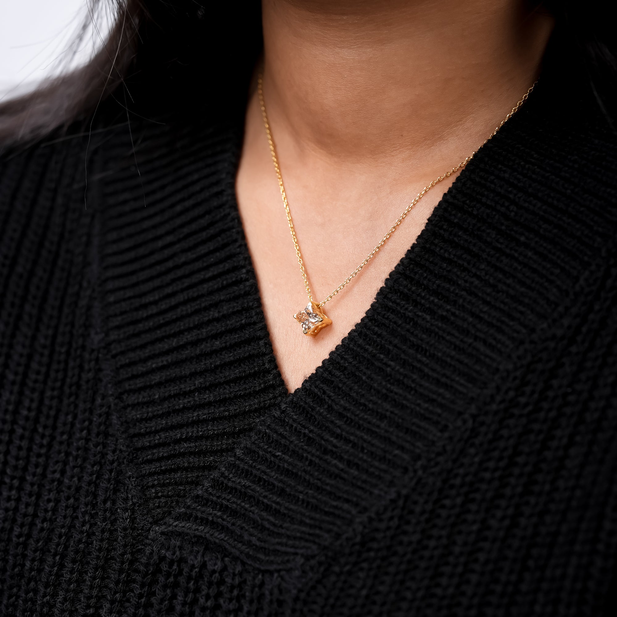Fancy Pink Princess Cut Diamond Pendant