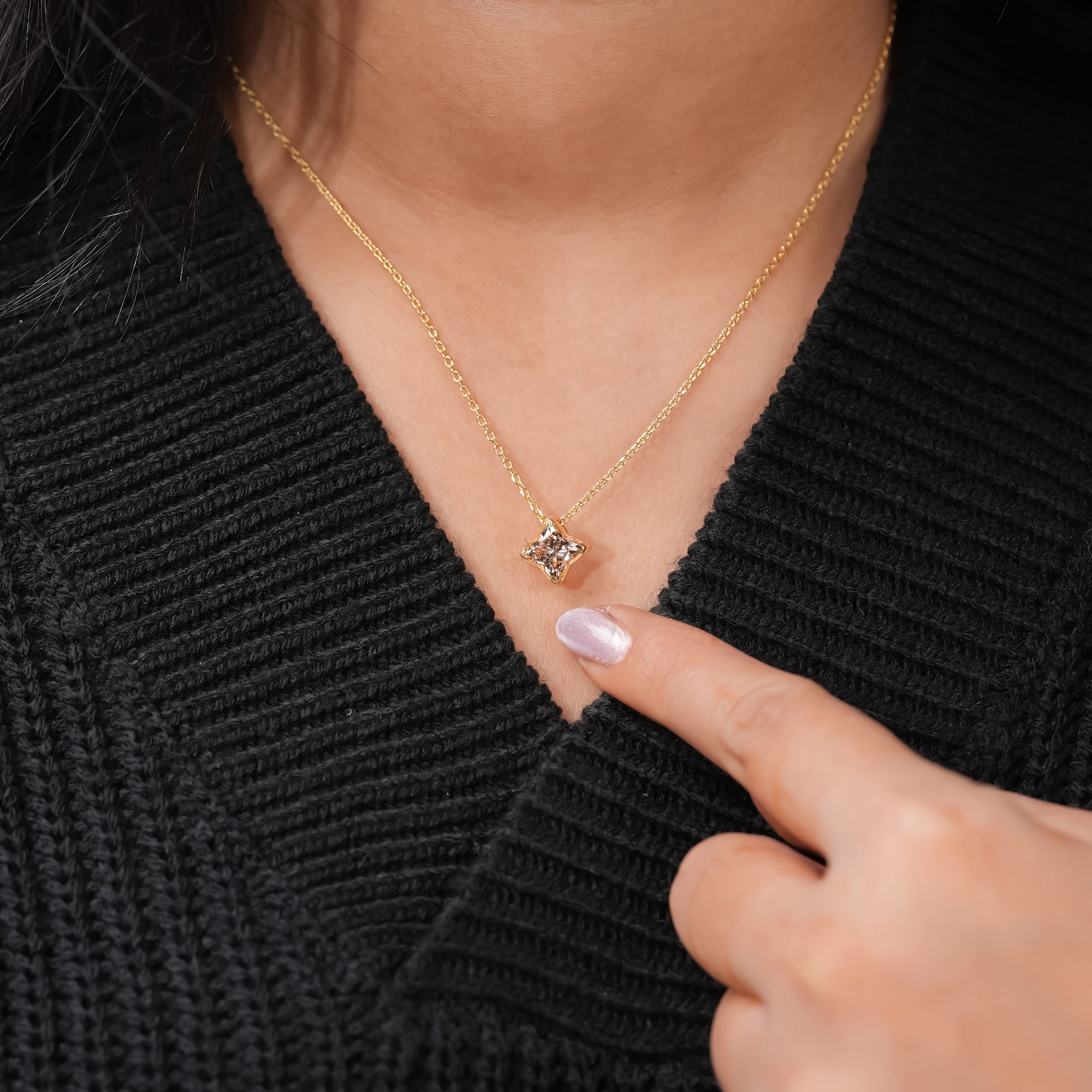 Fancy Pink Princess Cut Diamond Pendant