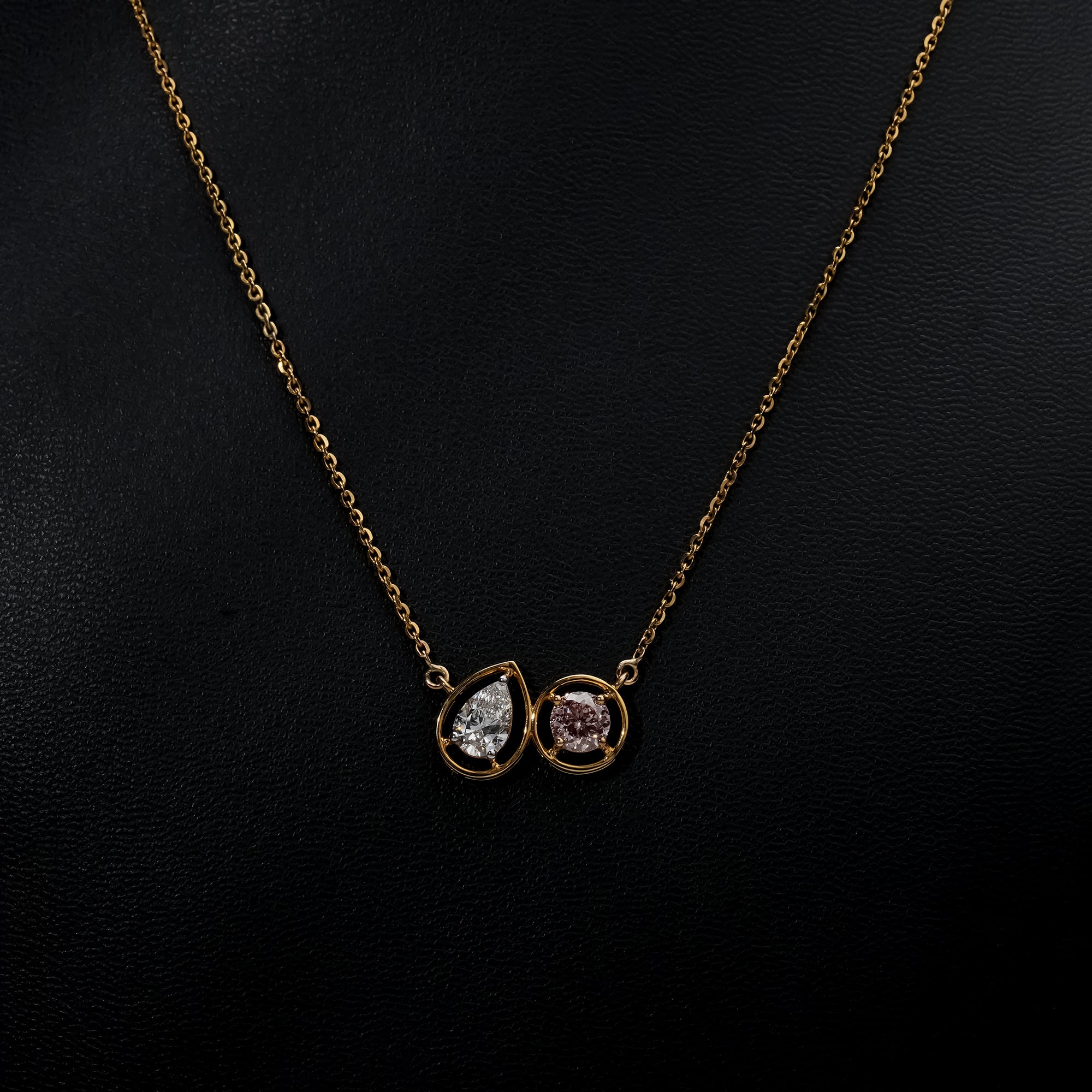 1.00 Ct Toi et Moi Fancy Pink Necklace