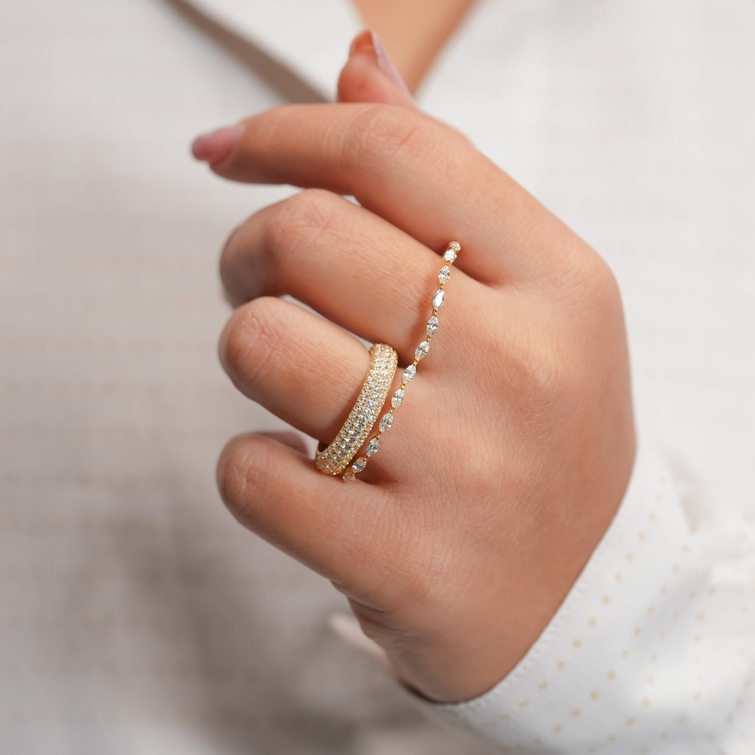 Marquise Two-Finger Pavé Ring