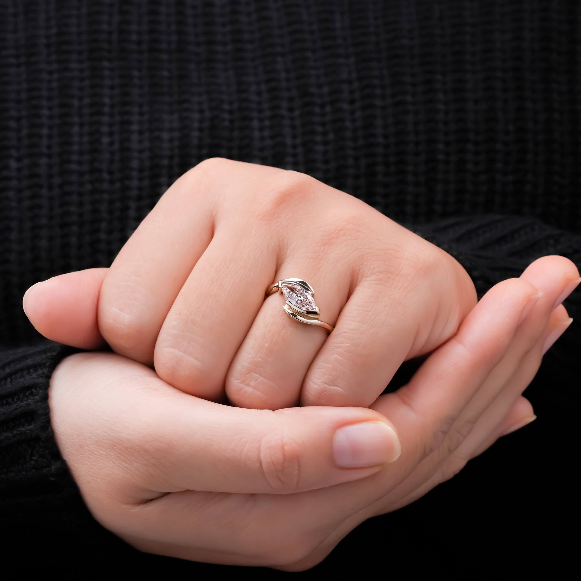 Fancy Pink Marquise Bypass Ring