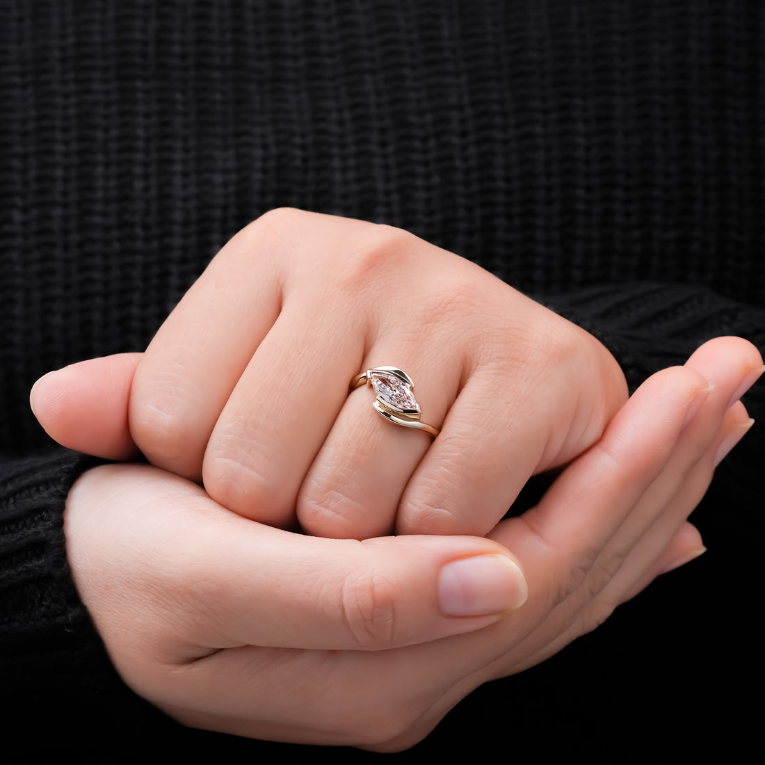 Fancy Pink Marquise Bypass Ring