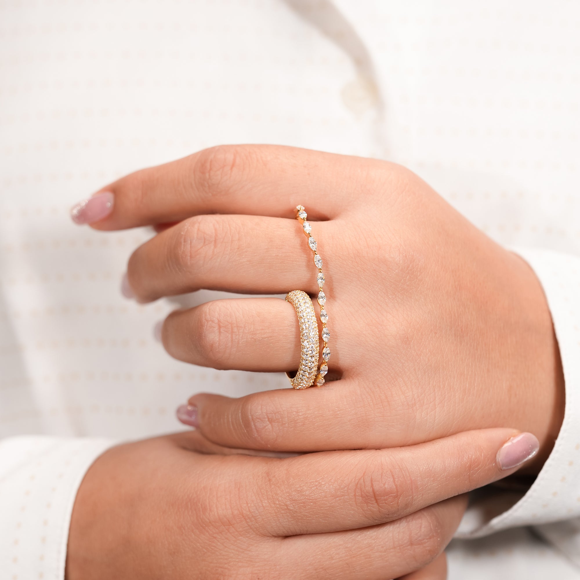 Marquise Two-Finger Pavé Ring