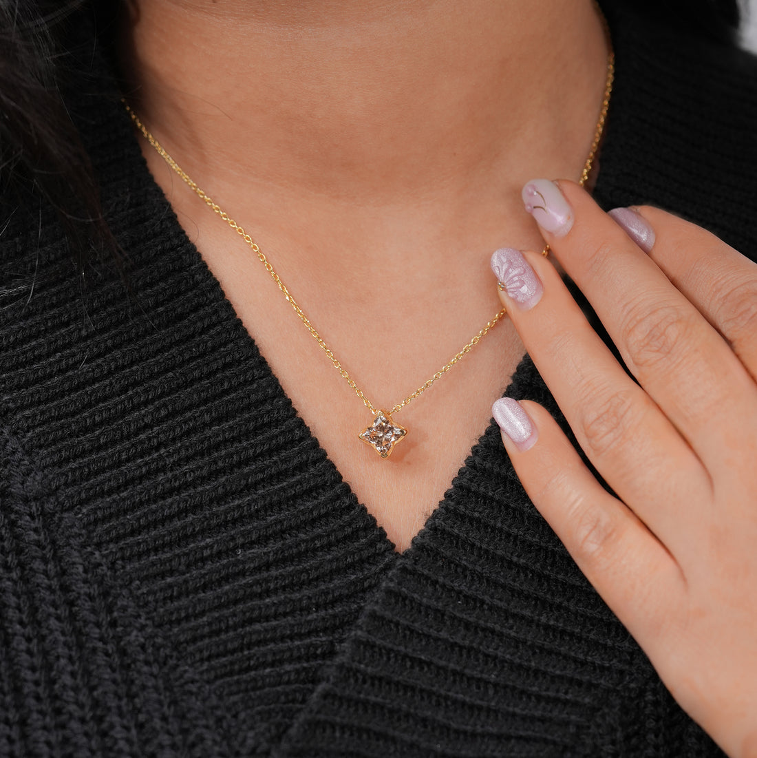 Fancy Pink Princess Cut Diamond Pendant