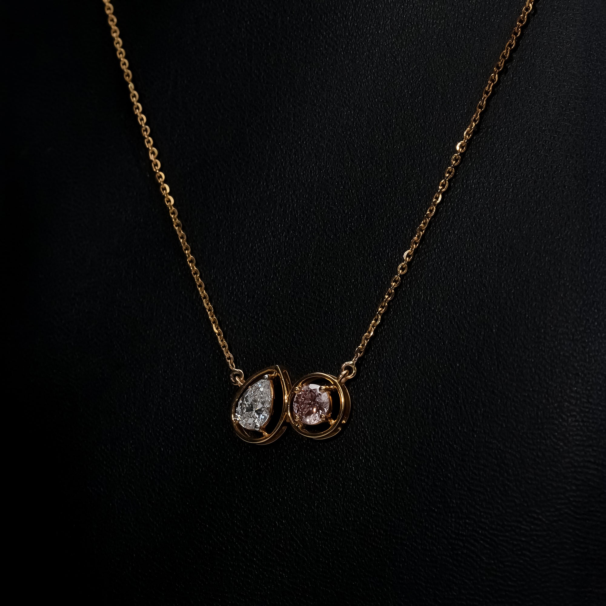 1.00 Ct Toi et Moi Fancy Pink Necklace