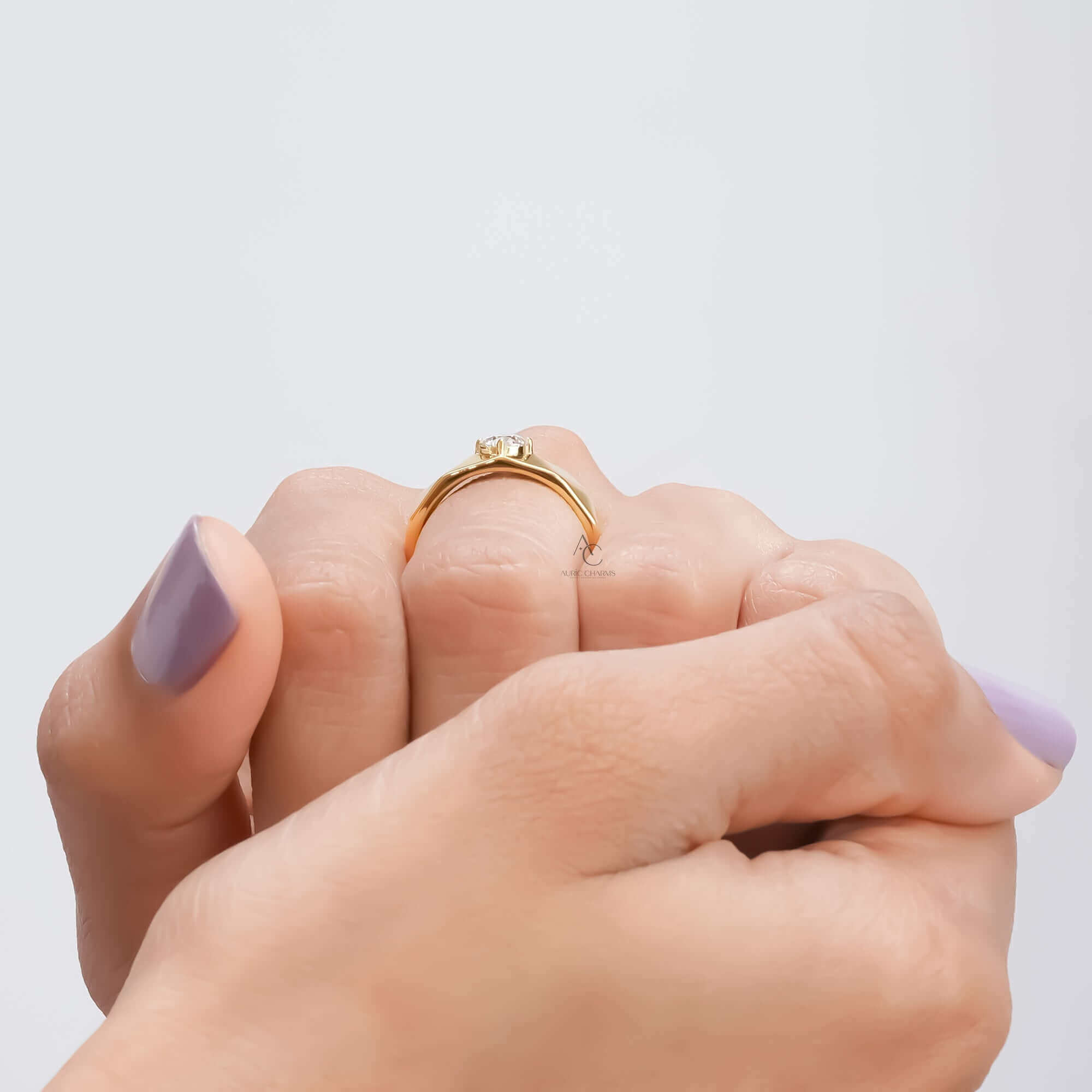 Rockwell Beveled Gold Unisex Solitaire Ring