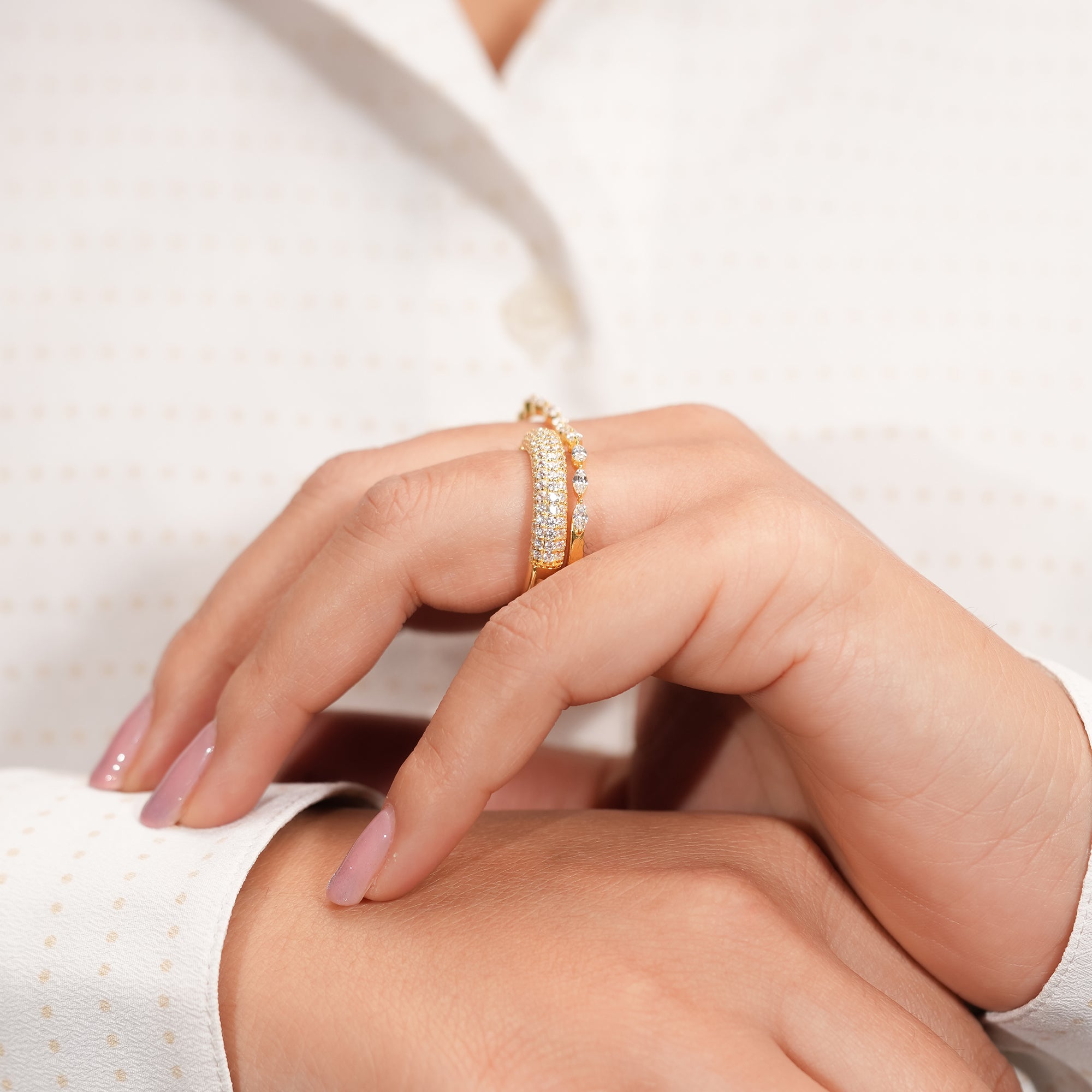 Marquise Two-Finger Pavé Ring