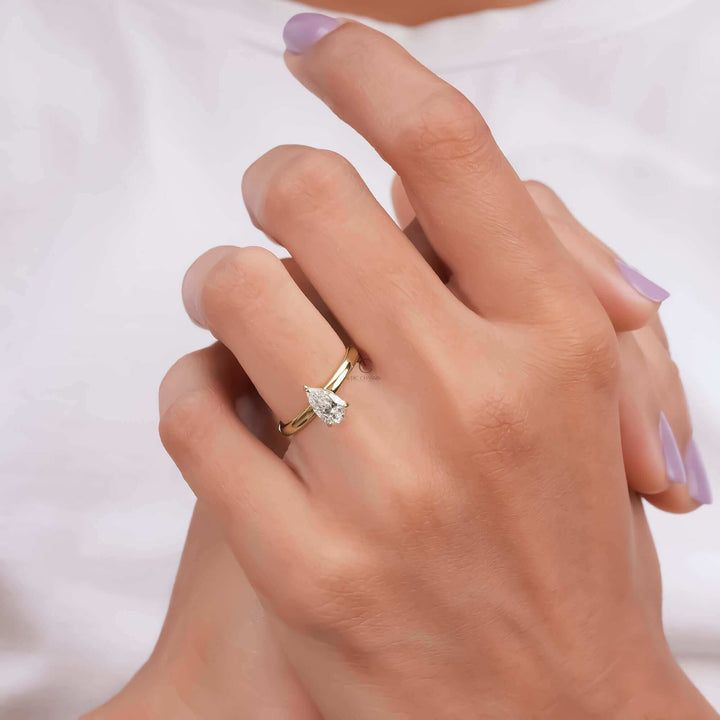 Lyra Pear Cut Solitaire Diamond Ring