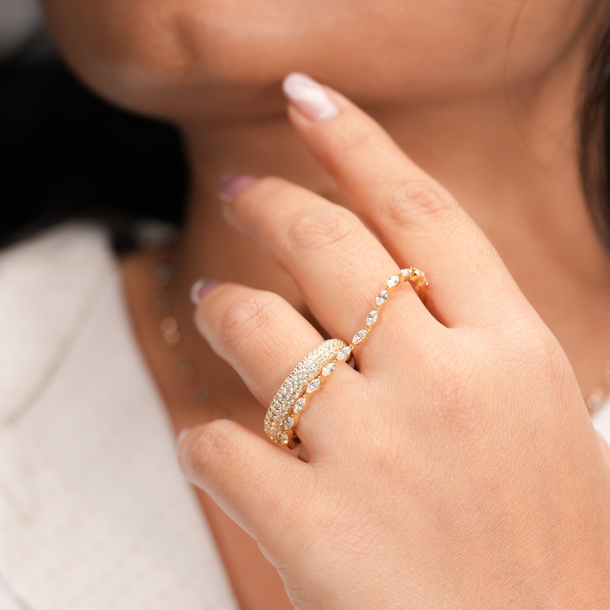 Marquise Two-Finger Pavé Ring