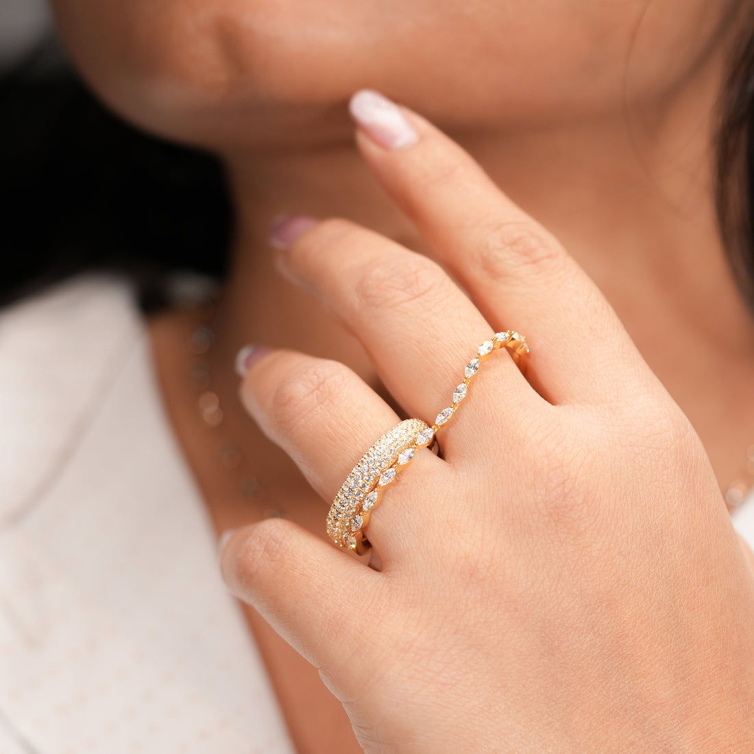 Marquise Two-Finger Pavé Ring