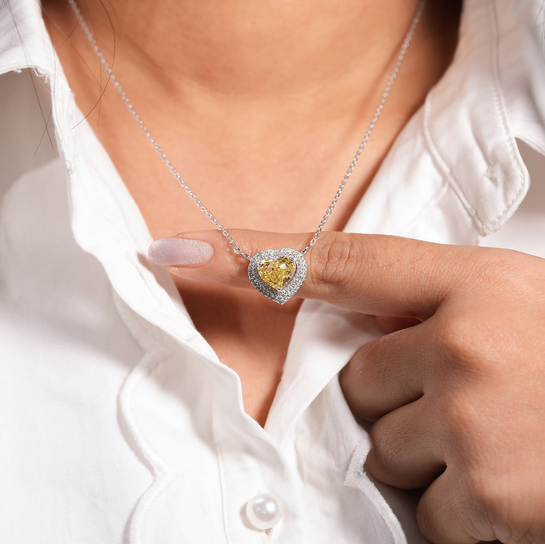 Fancy Yellow Heart Halo Diamond Pendant