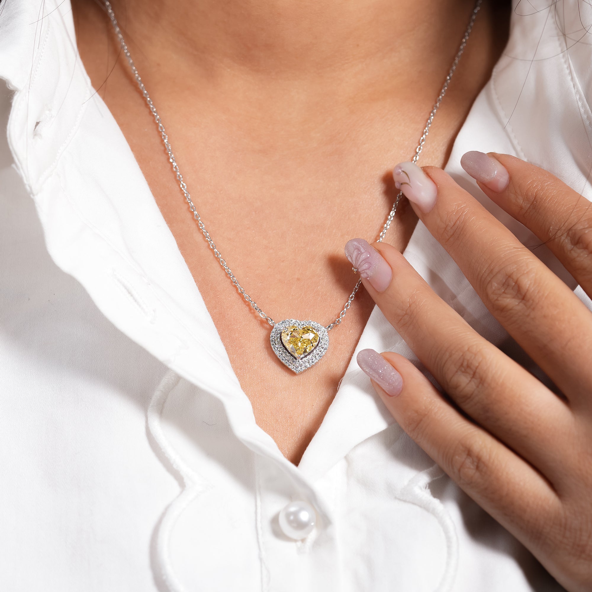 Fancy Yellow Heart Halo Diamond Pendant