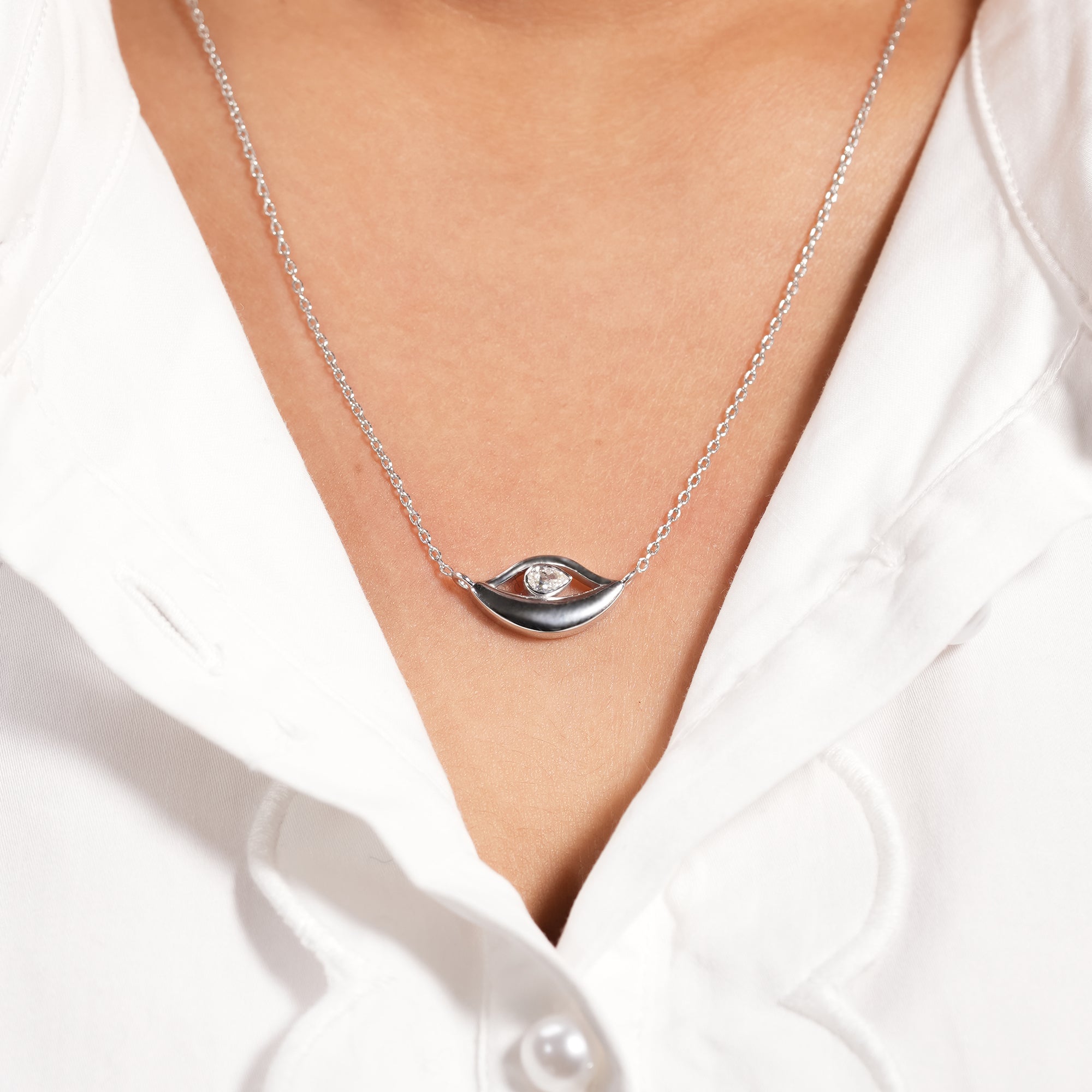Pear Bezel Eye Diamond Pendant