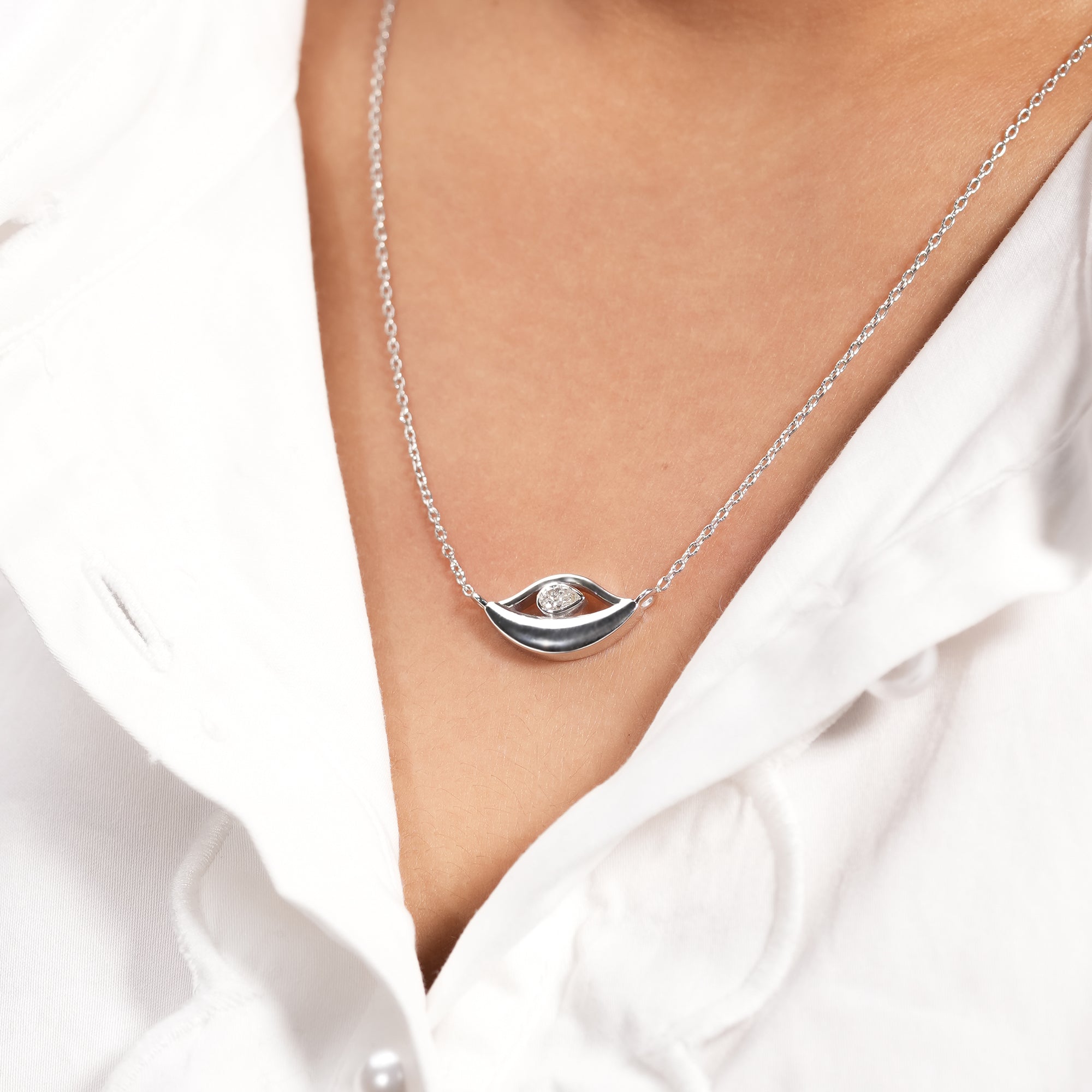 Pear Bezel Eye Diamond Pendant