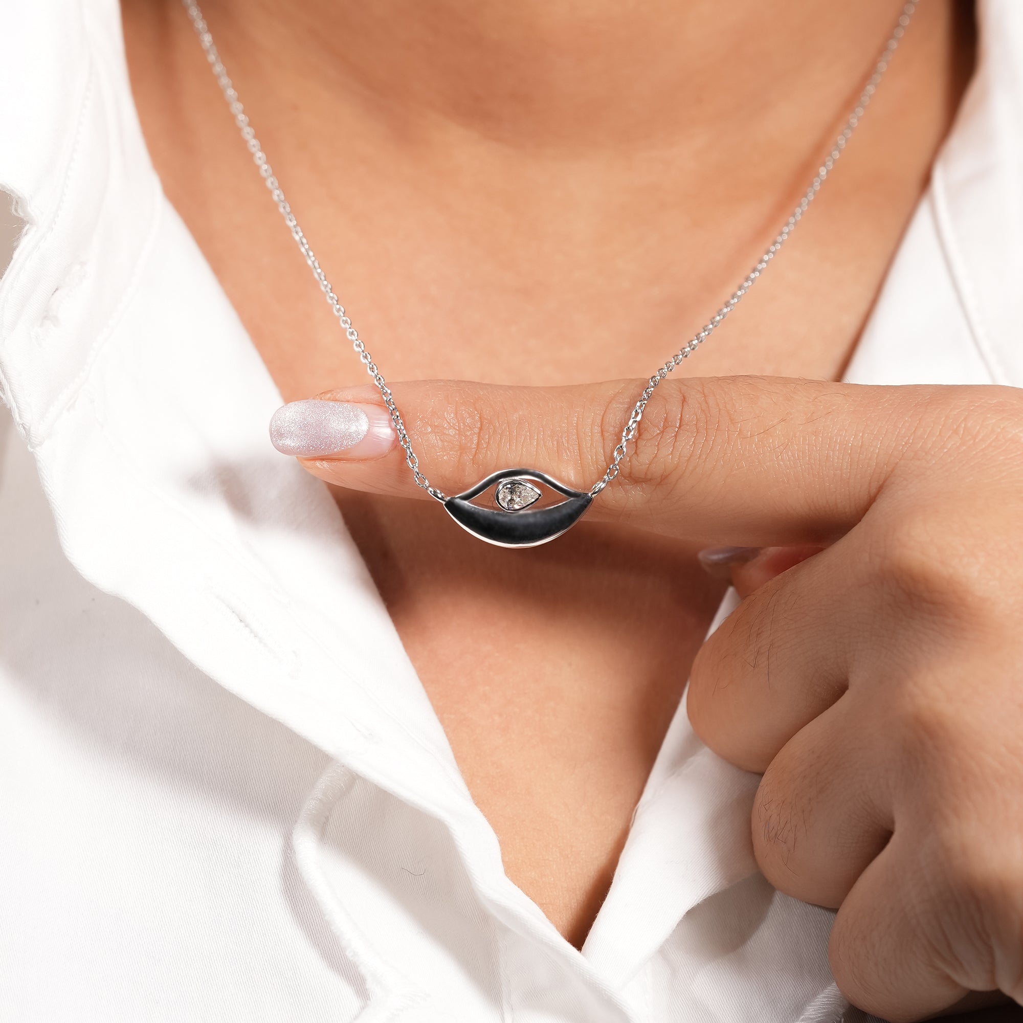 Pear Bezel Eye Diamond Pendant