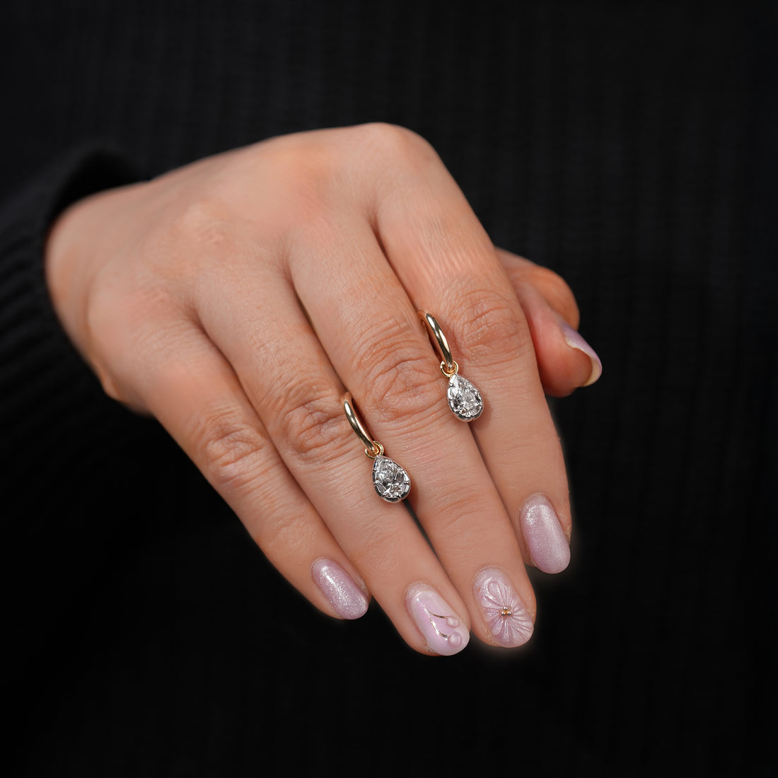 Double Teardrop Pear Diamond Drop Earrings