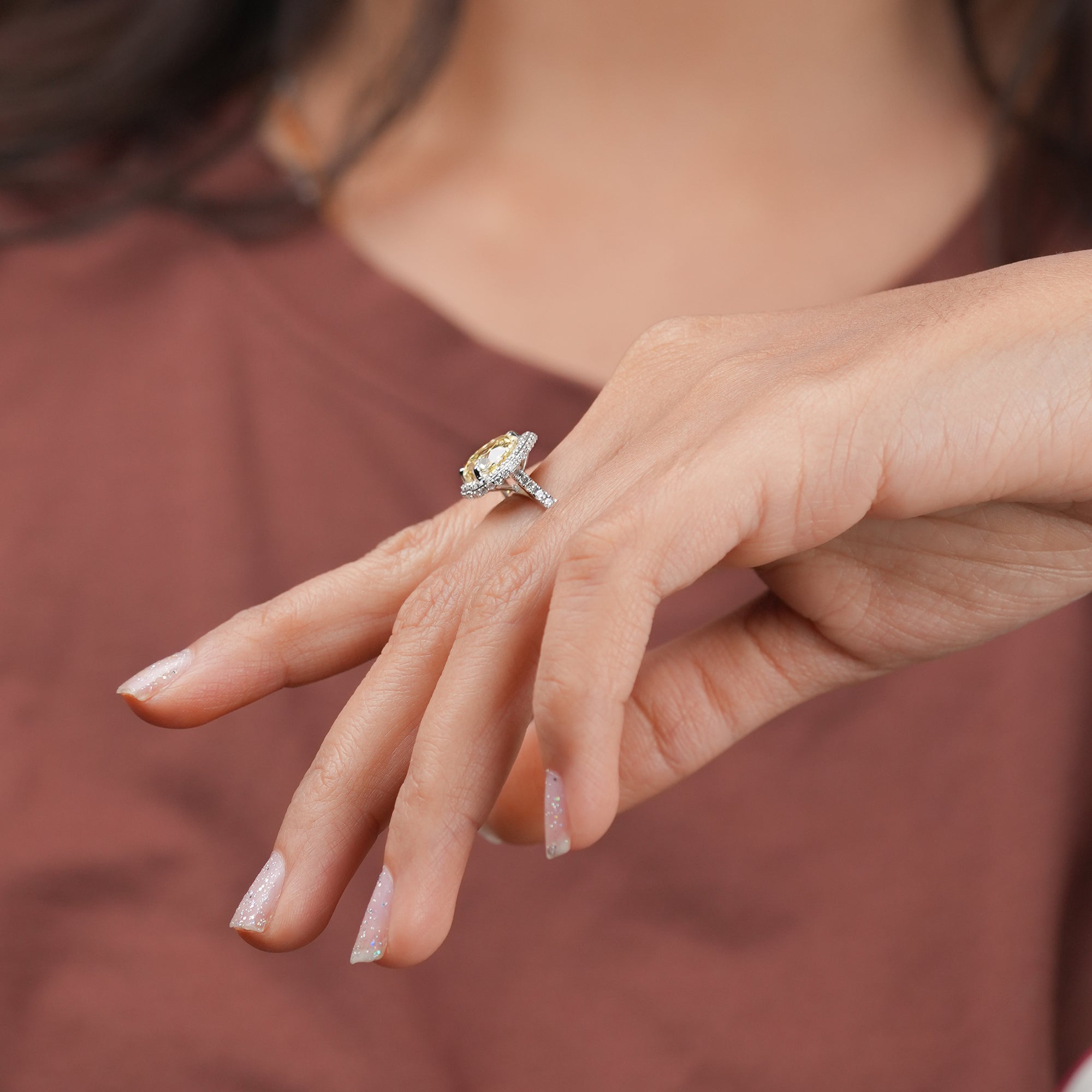 Fancy Yellow Heart Pavé Ring
