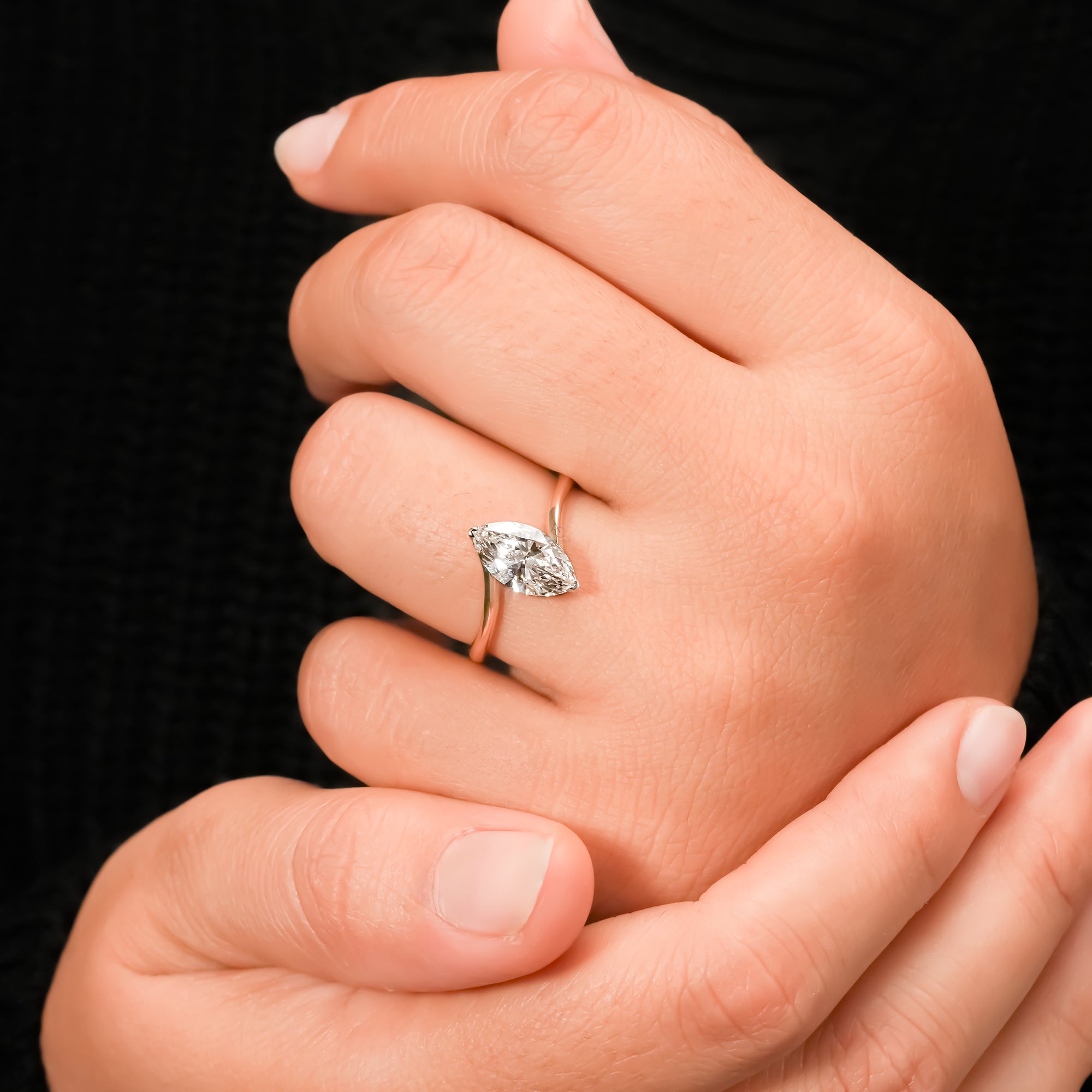 Marquise Bypass Solitaire Ring