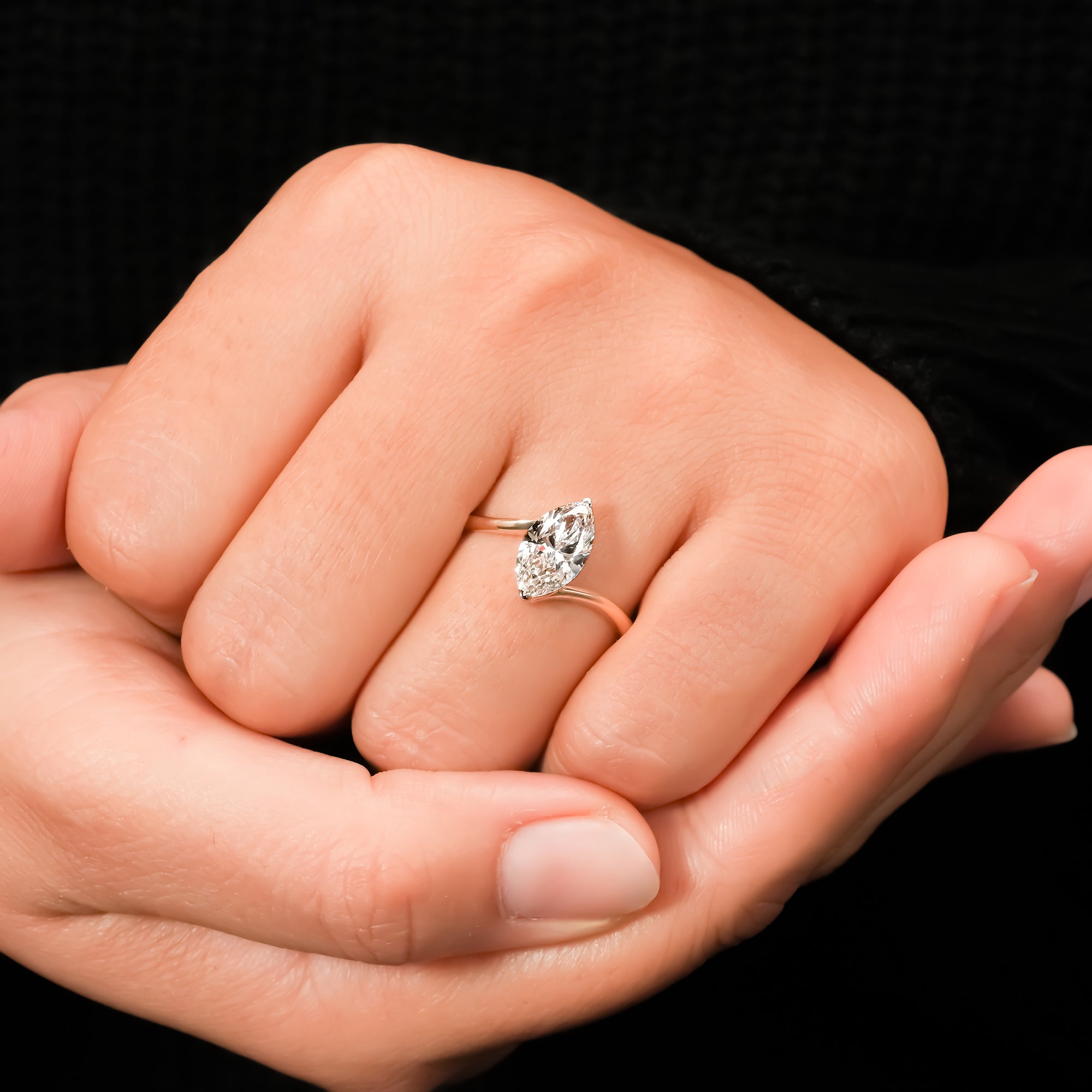 Marquise Bypass Solitaire Ring