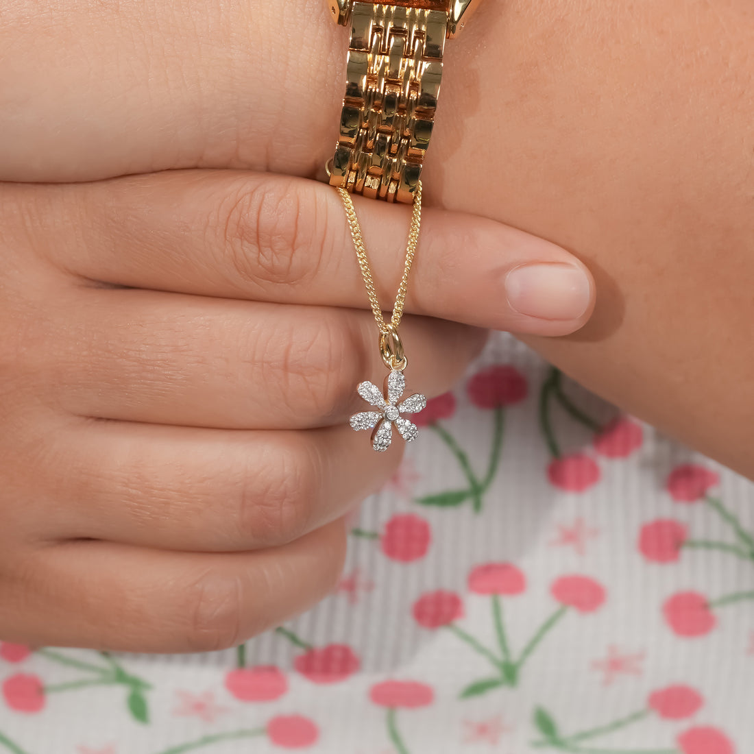 Flower Diamond Watch Charm