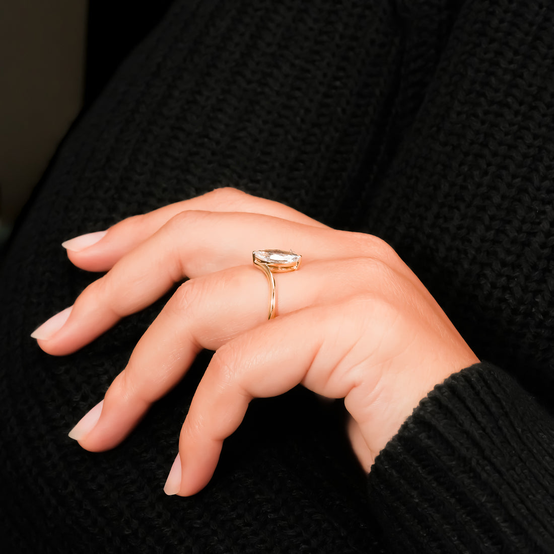 Marquise Bypass Solitaire Ring