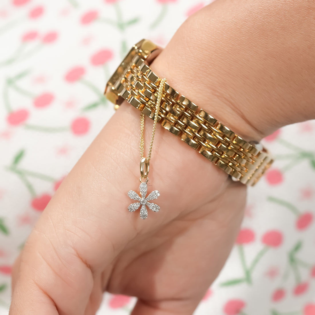 Flower Diamond Watch Charm