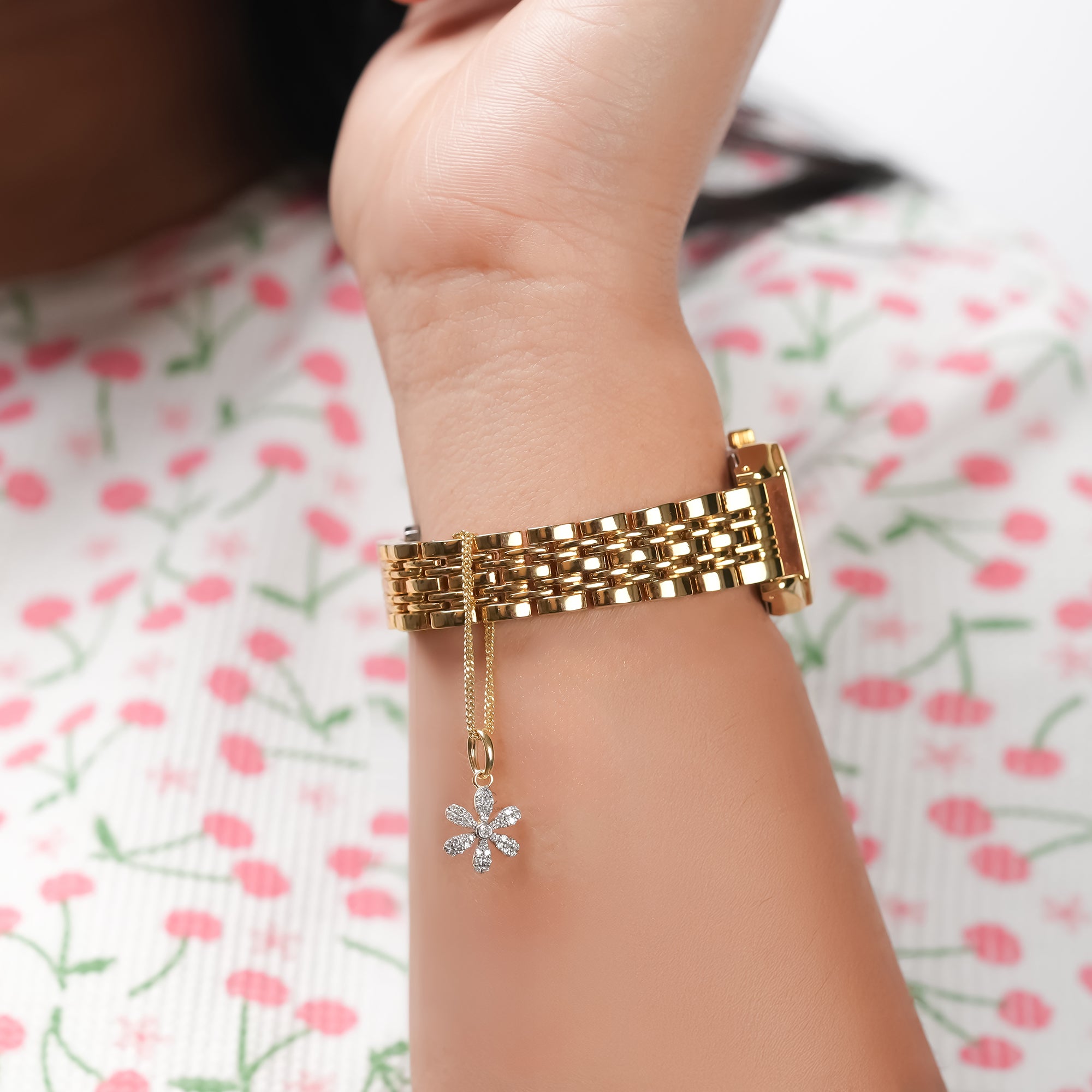 Flower Diamond Watch Charm