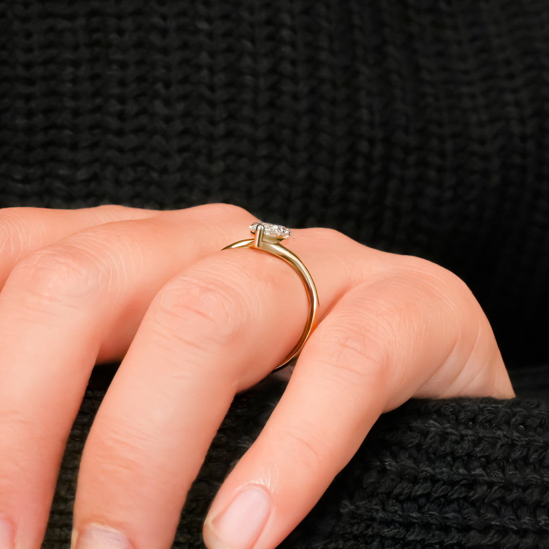 Marquise Bypass Solitaire Ring