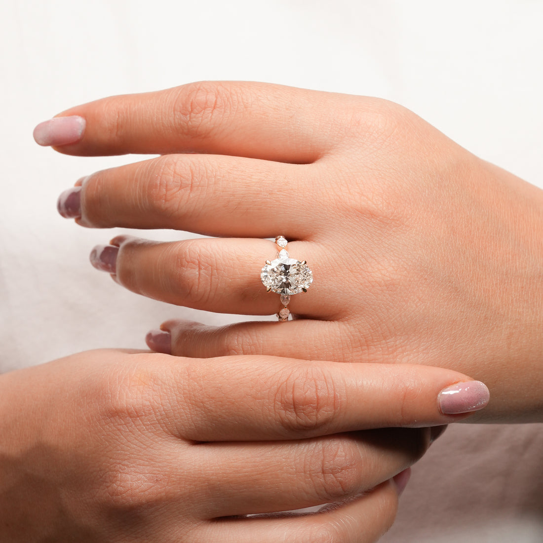 Oval Diamond Ruby Accent Ring