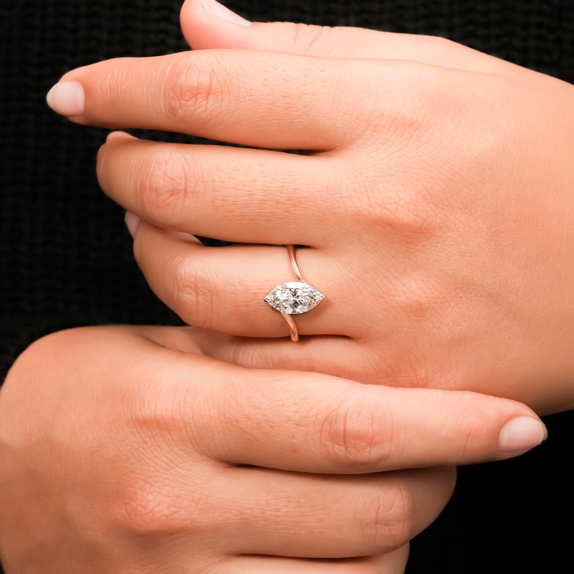 Marquise Bypass Solitaire Ring
