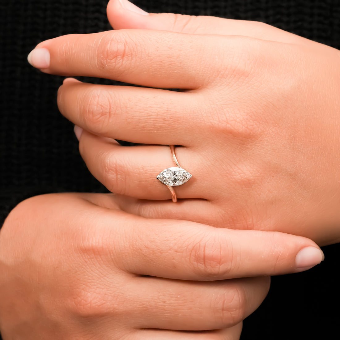 Marquise Bypass Solitaire Ring