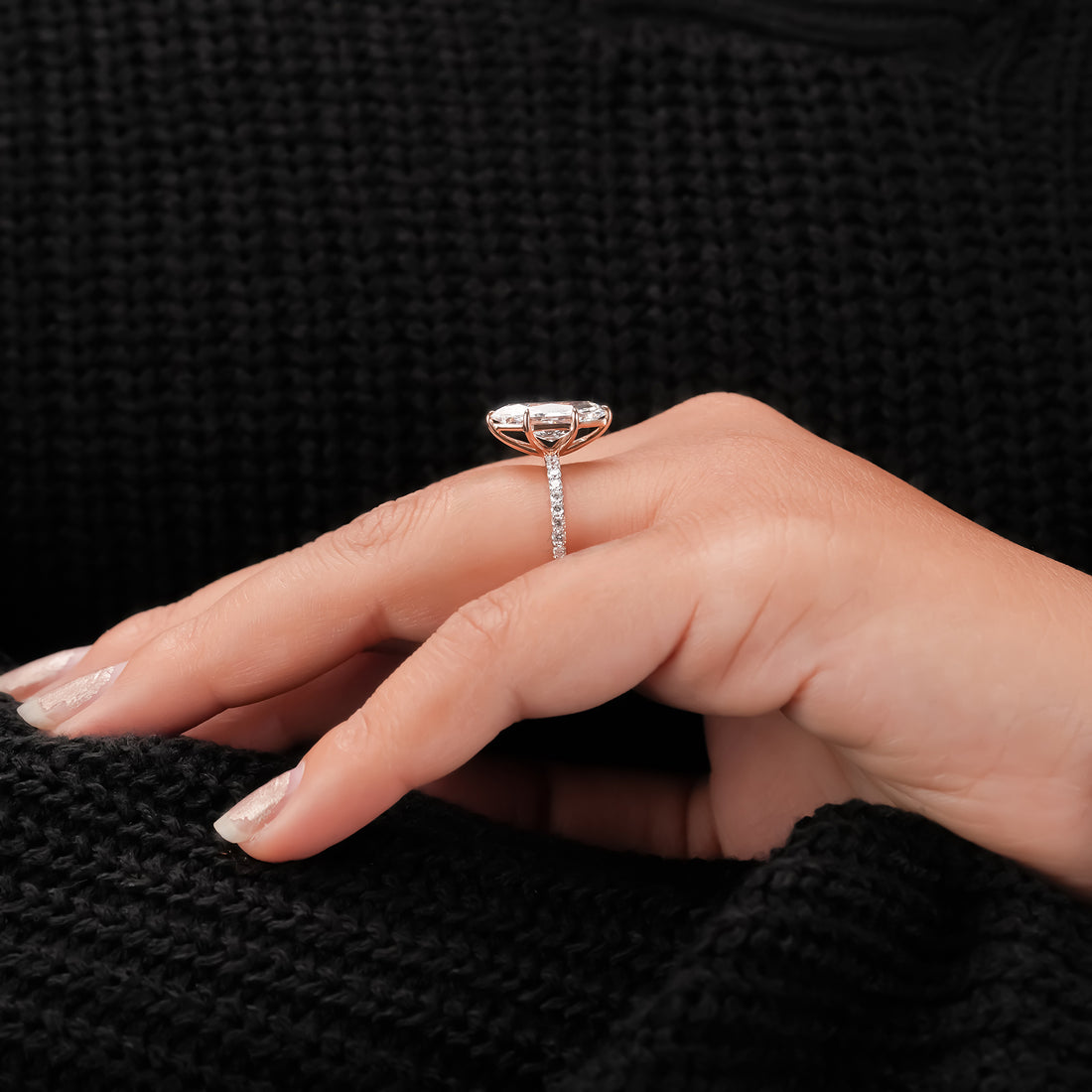 Dutch Marquise Solitaire Pavé Ring