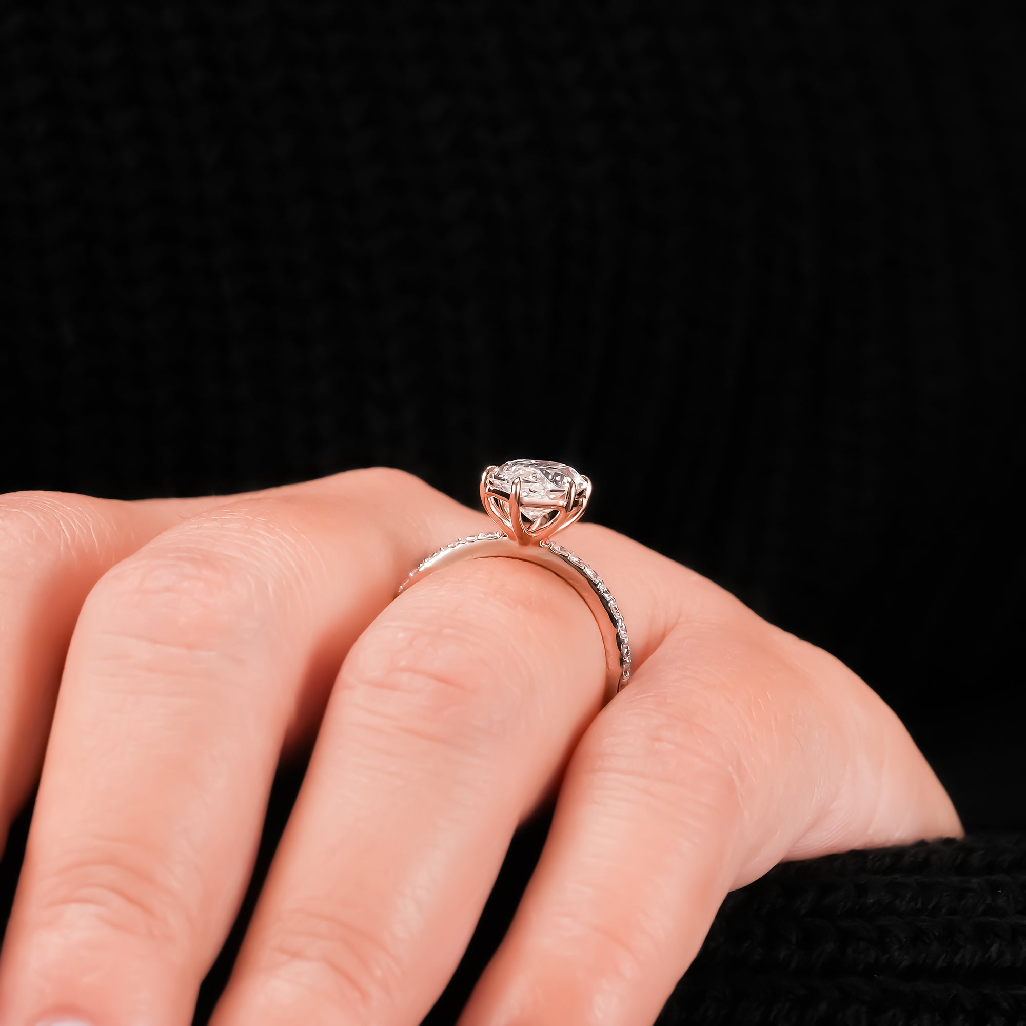 Dutch Marquise Solitaire Pavé Ring
