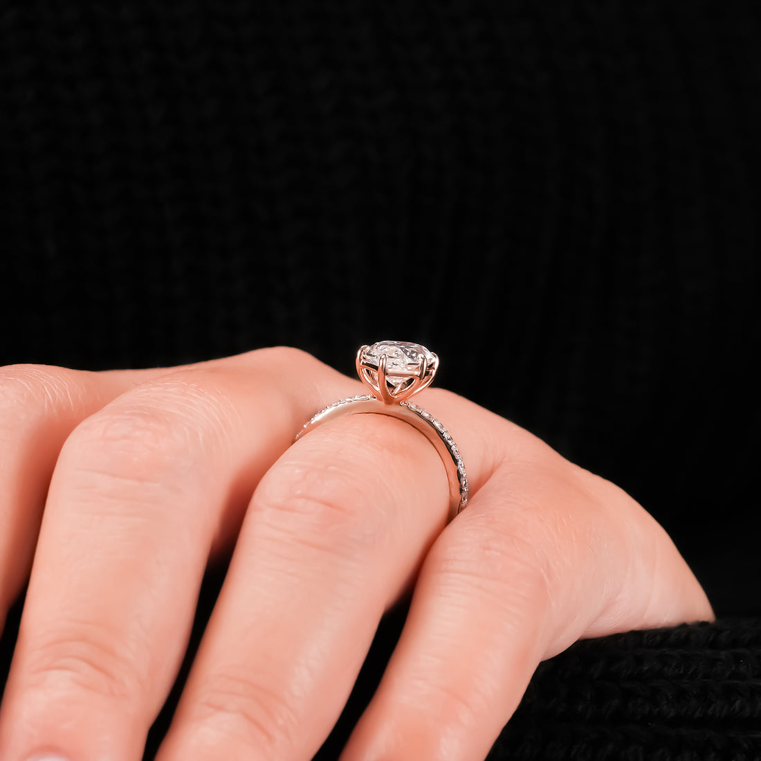 Dutch Marquise Solitaire Pavé Ring